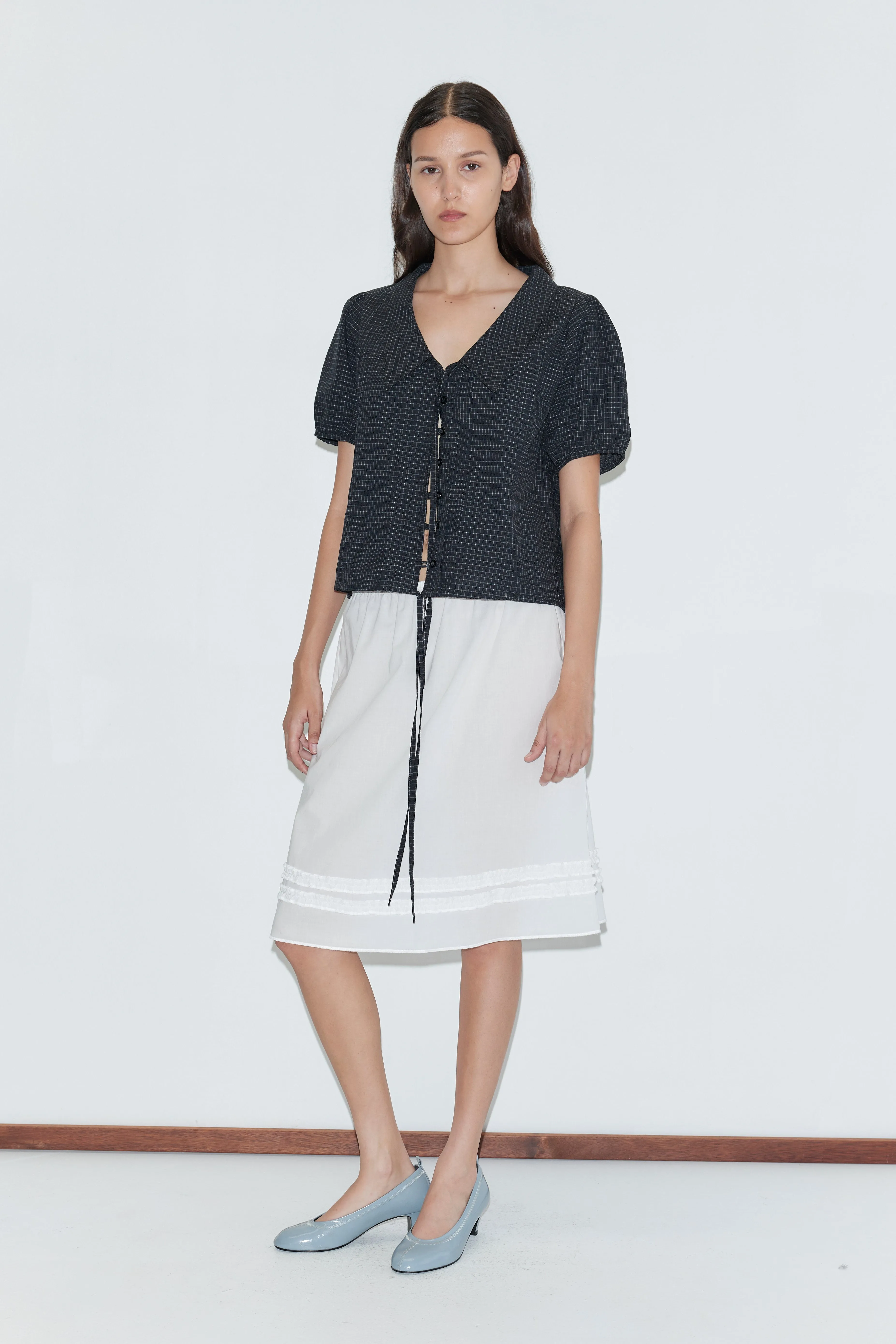 Fine Collar Top - Mono Grid sold by Deiji Studios product image thumbnail 3