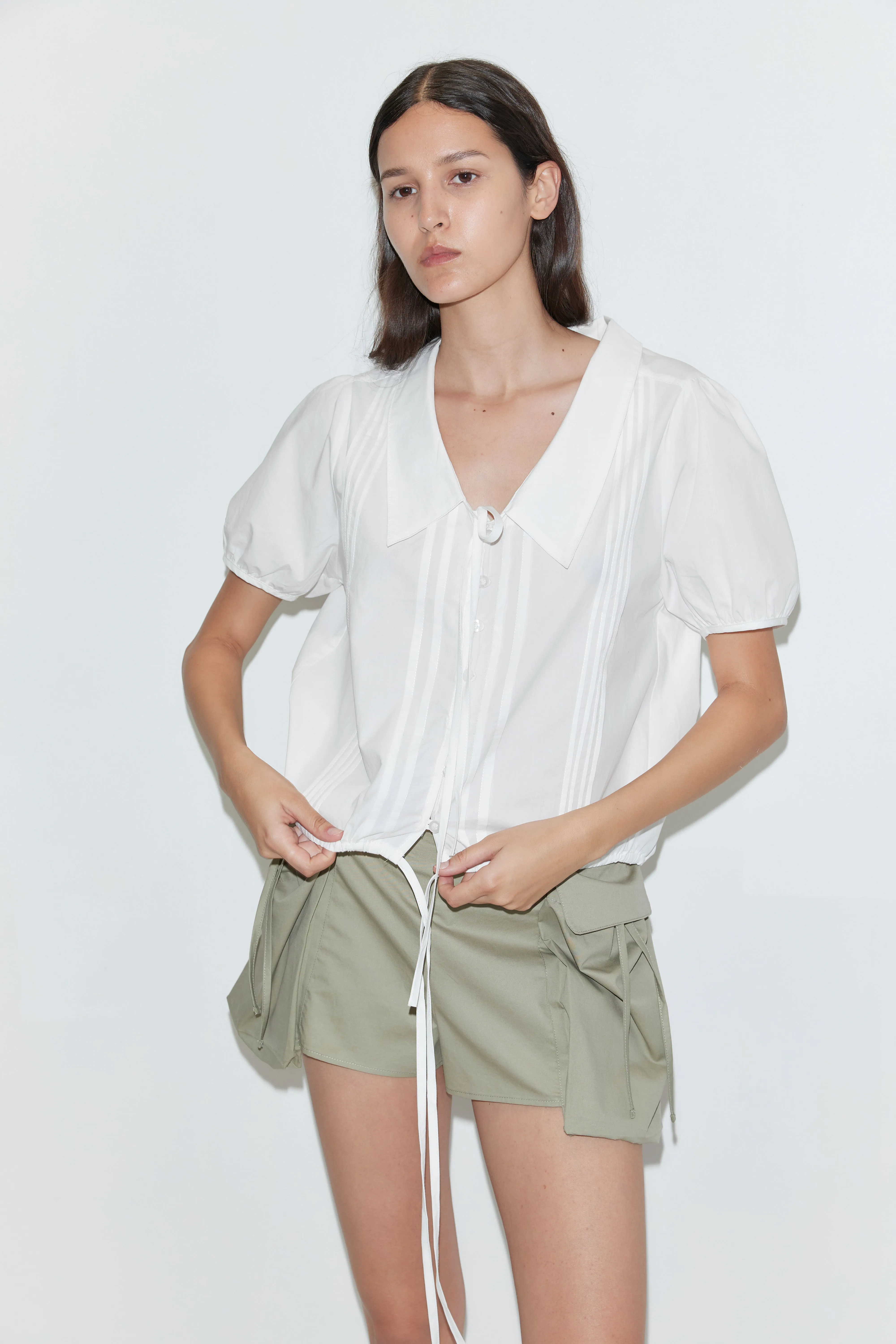 Fine Collar Top - White sold by Deiji Studios