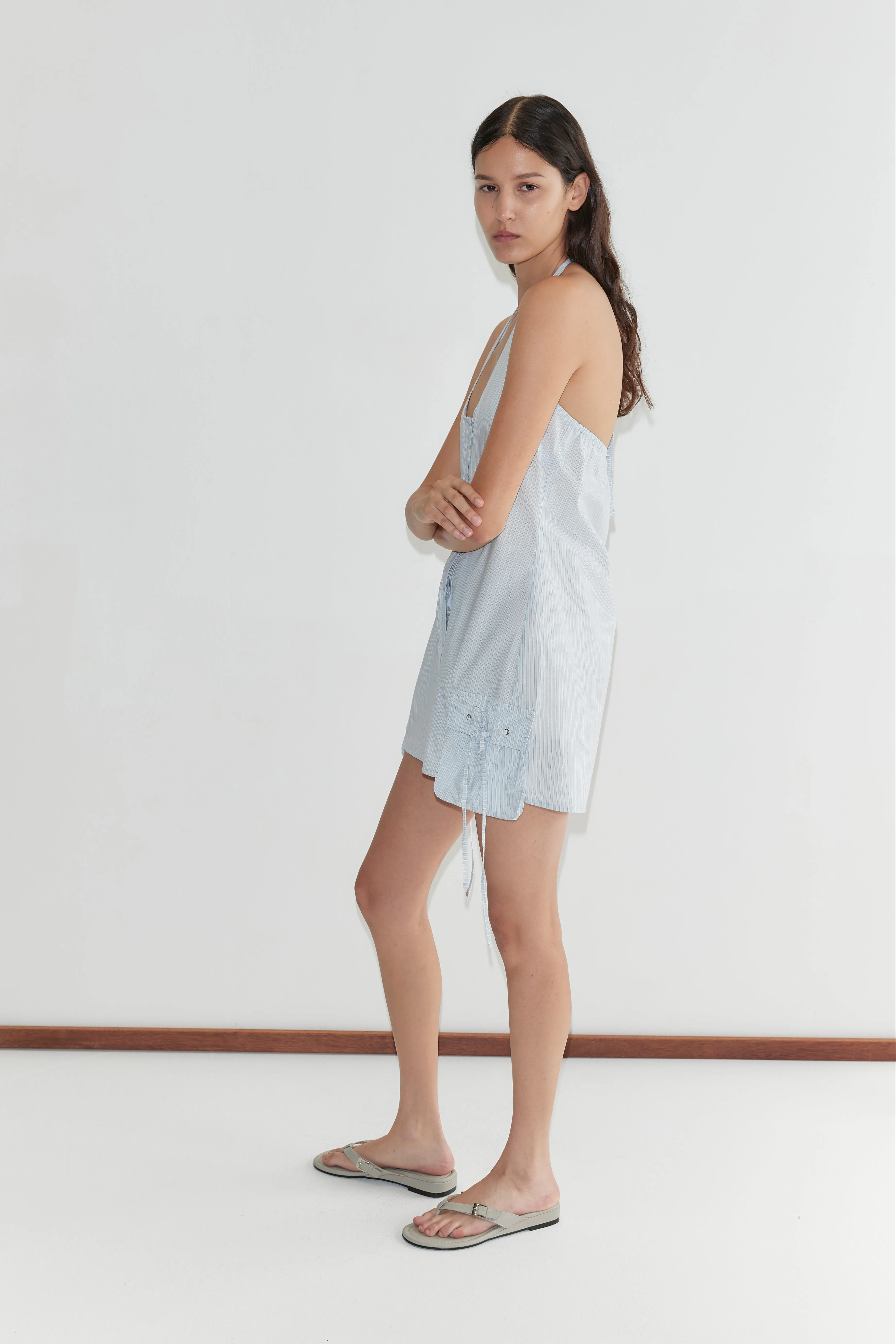 Pocket Halter Dress - Mist Stripe sold by Deiji Studios product image thumbnail 5