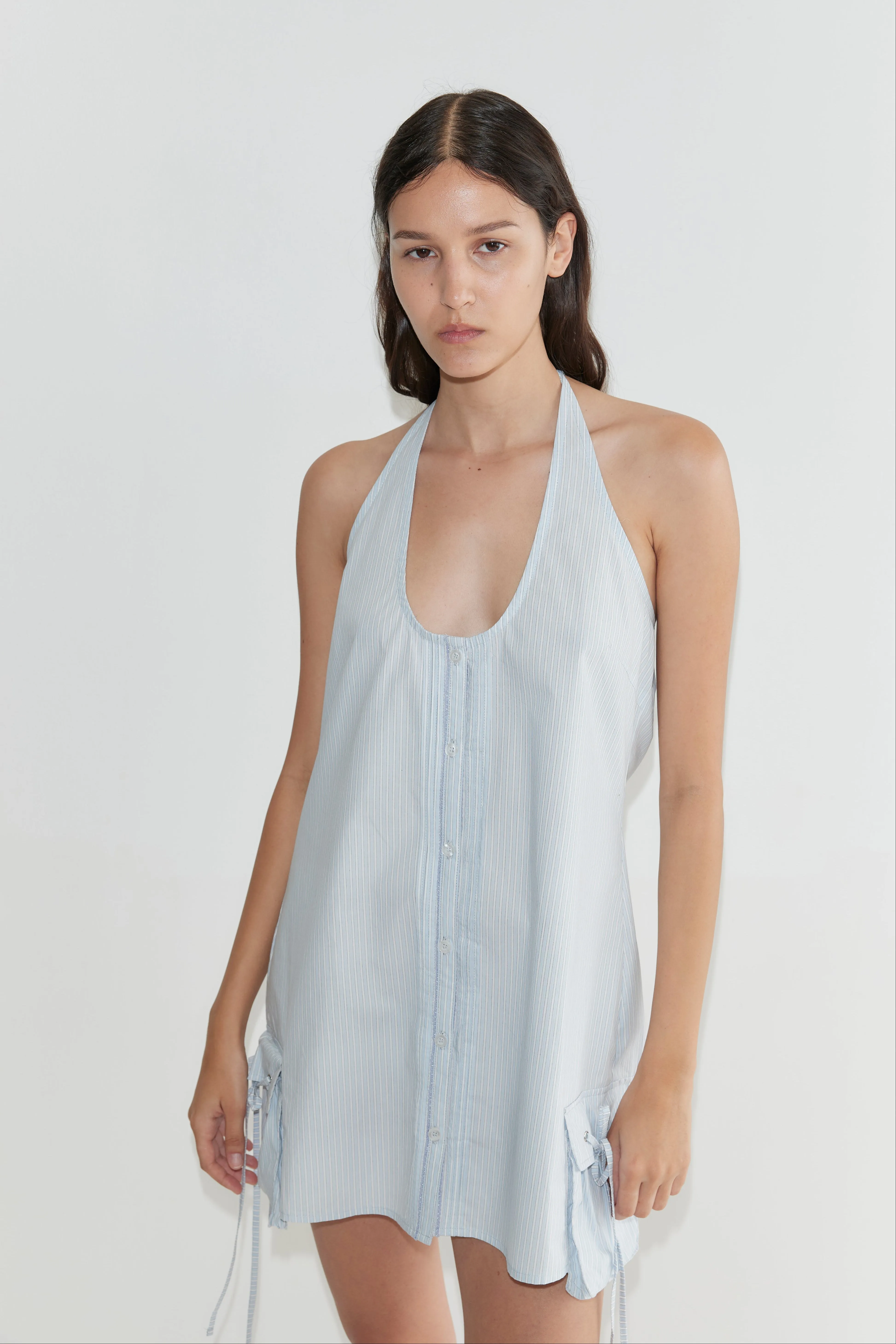 Pocket Halter Dress - Mist Stripe sold by Deiji Studios product image thumbnail 2