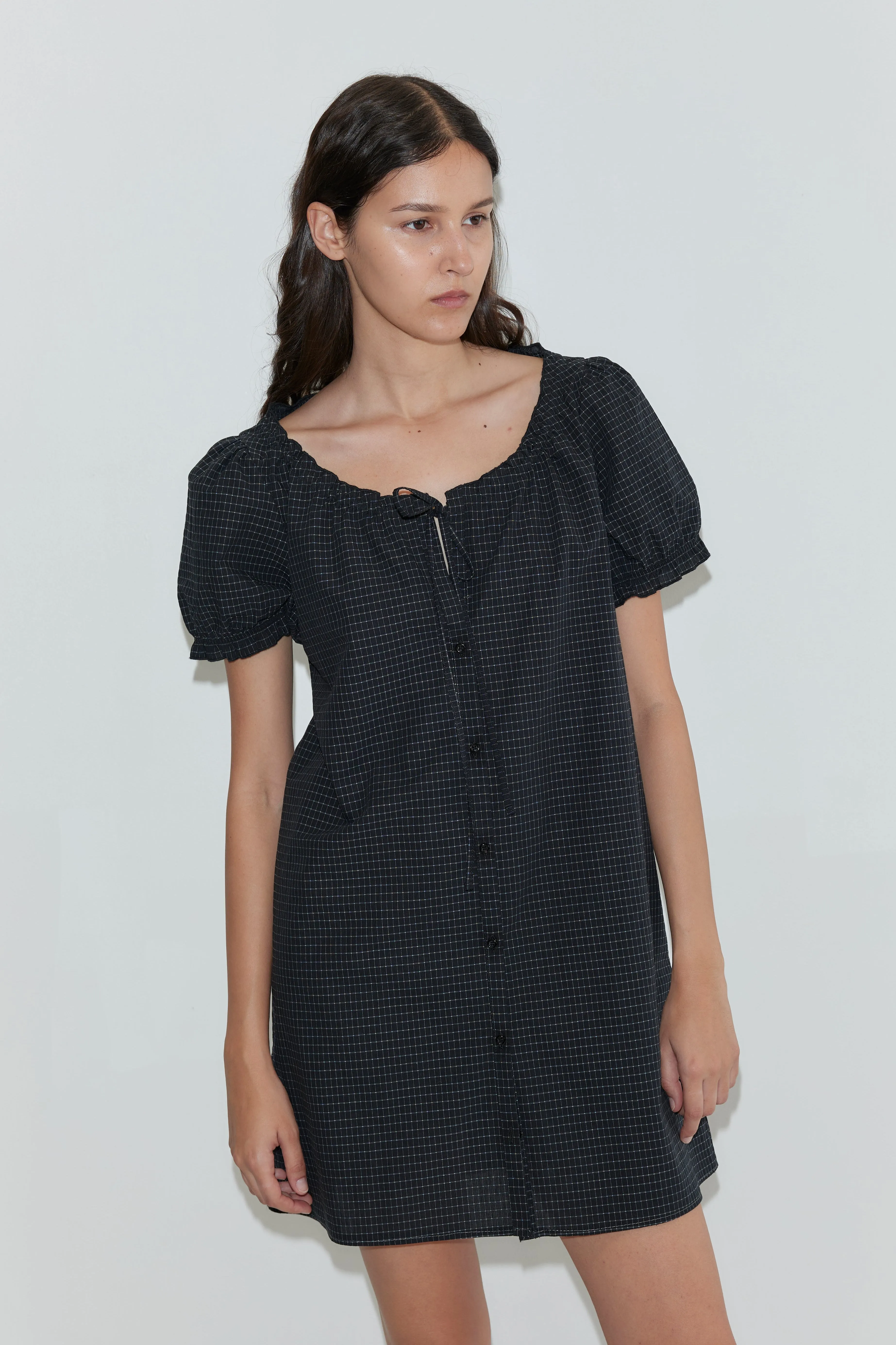Buttoned Mini Dress - Mono Grid sold by Deiji Studios product image thumbnail 3