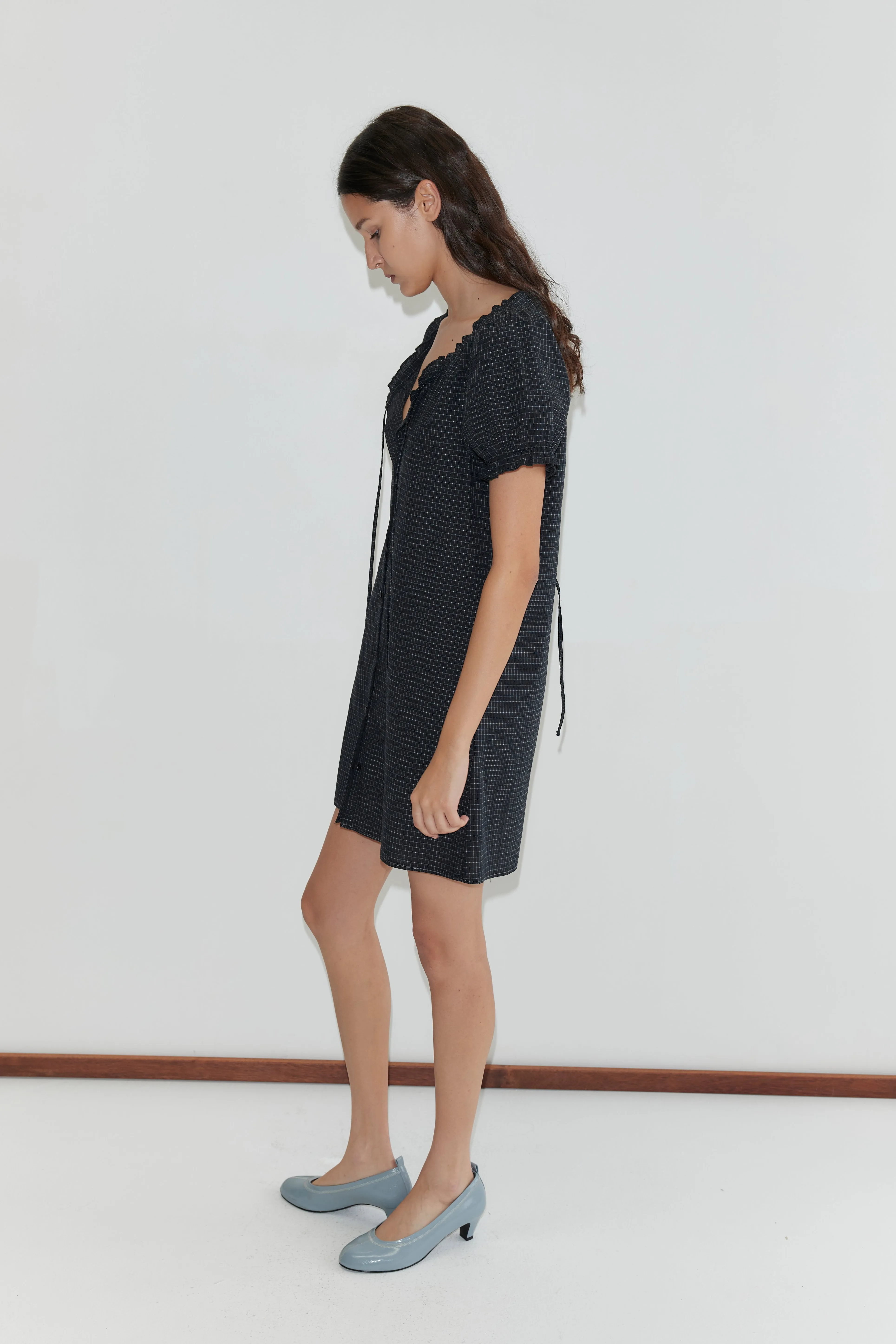 Buttoned Mini Dress - Mono Grid sold by Deiji Studios product image thumbnail 2