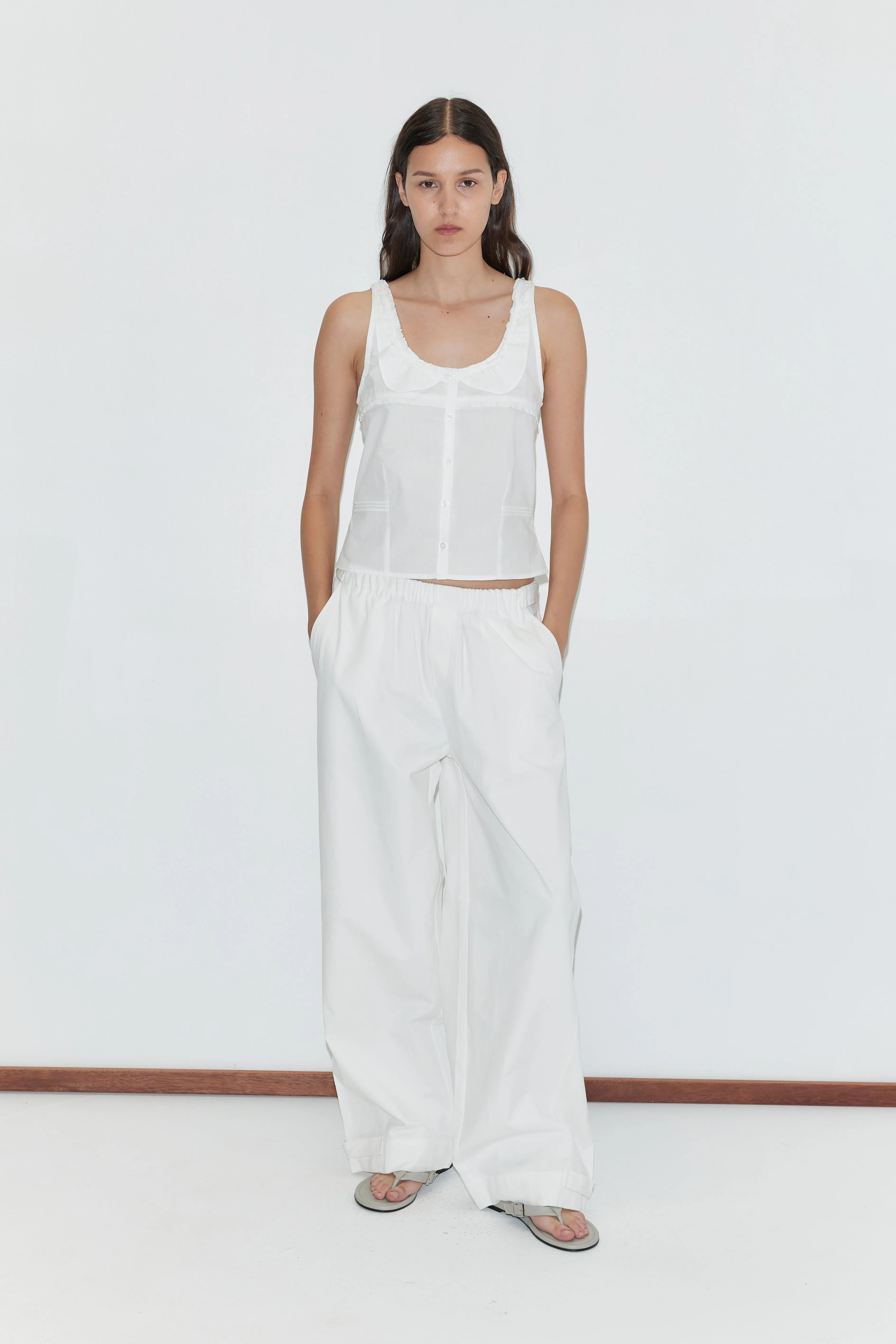 Snap Tab Pant - White sold by Deiji Studios
