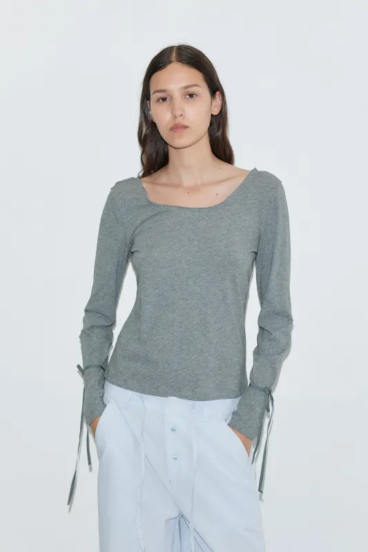 Cuff Tie Top - Grey made by Deiji Studios