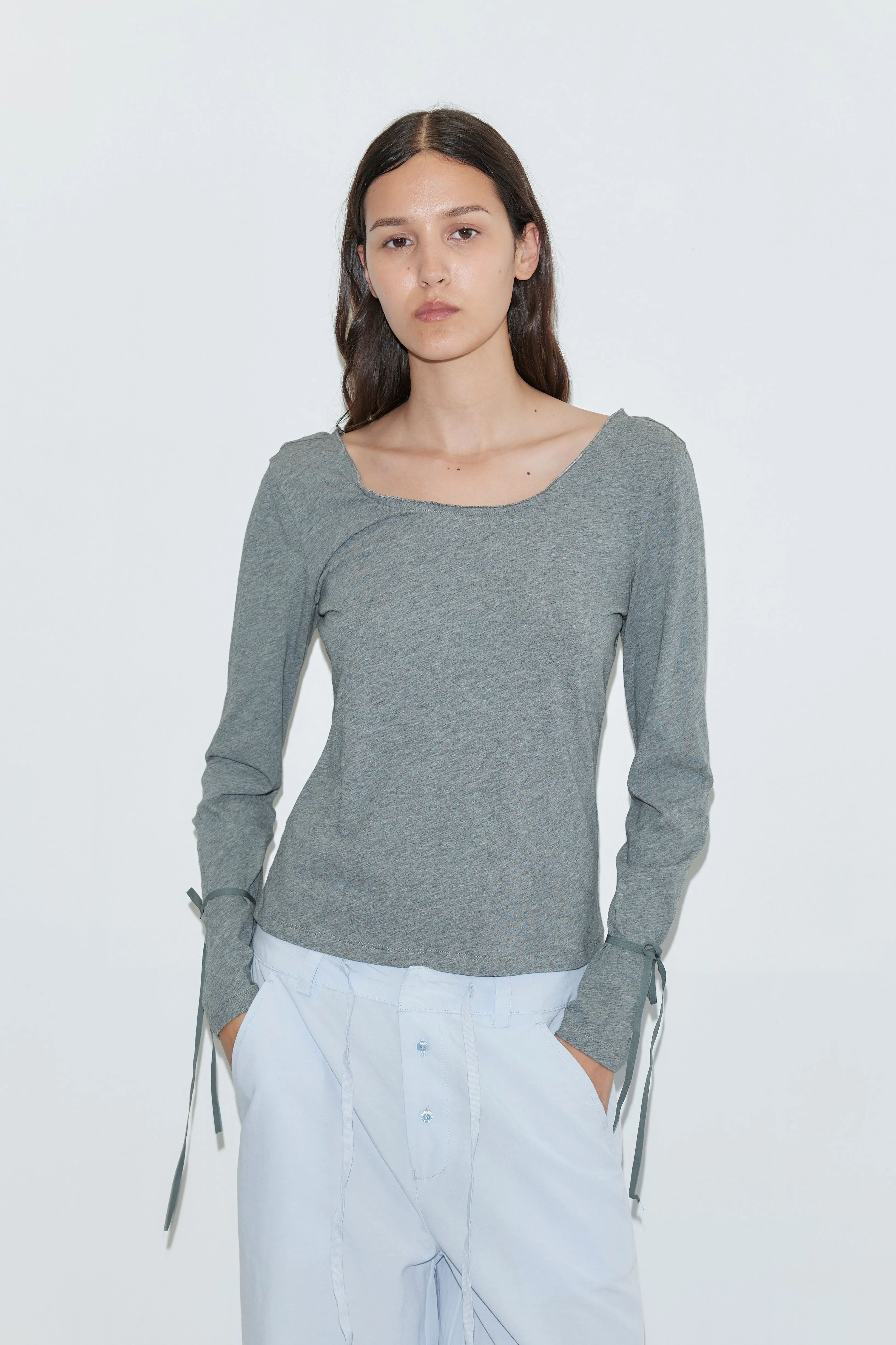 Cuff Tie Top - Grey sold by Deiji Studios
