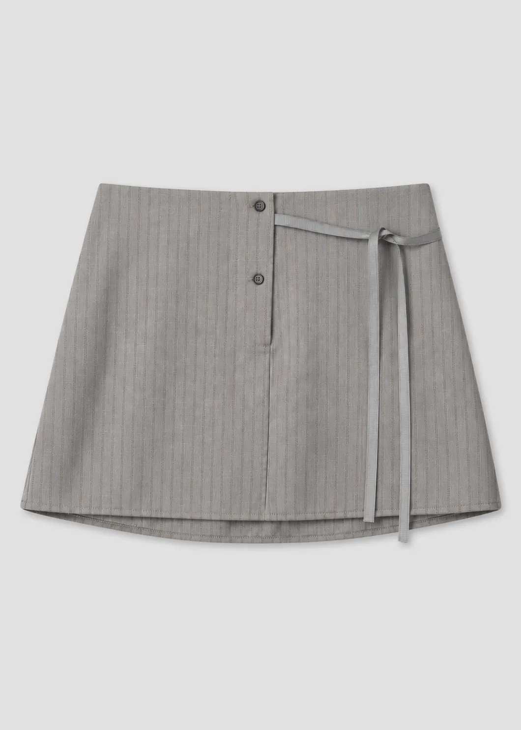 Wool Tie Mini Skirt - Grey Stripe sold by Deiji Studios product image thumbnail 4