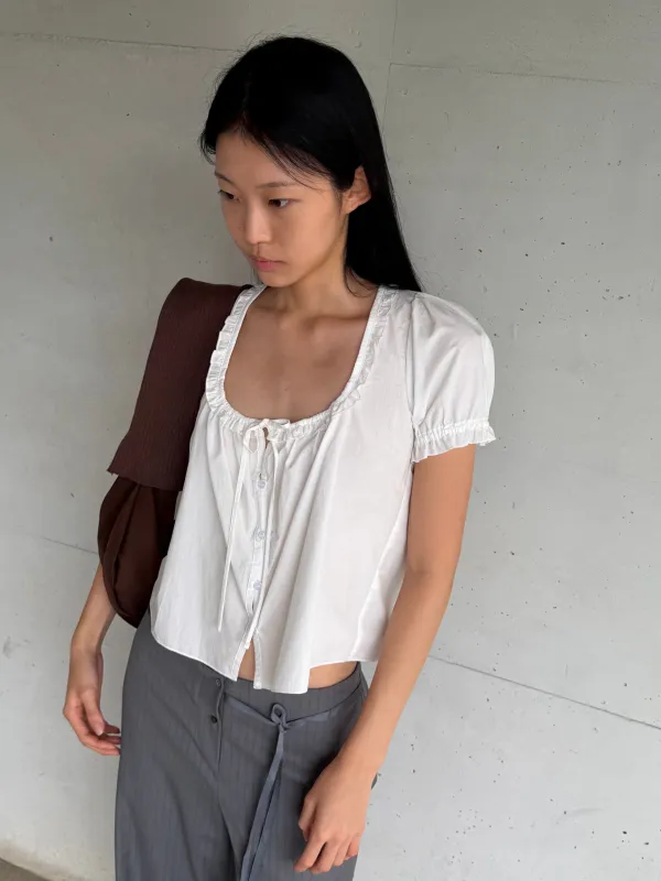 Flounced Top - White made by Deiji Studios