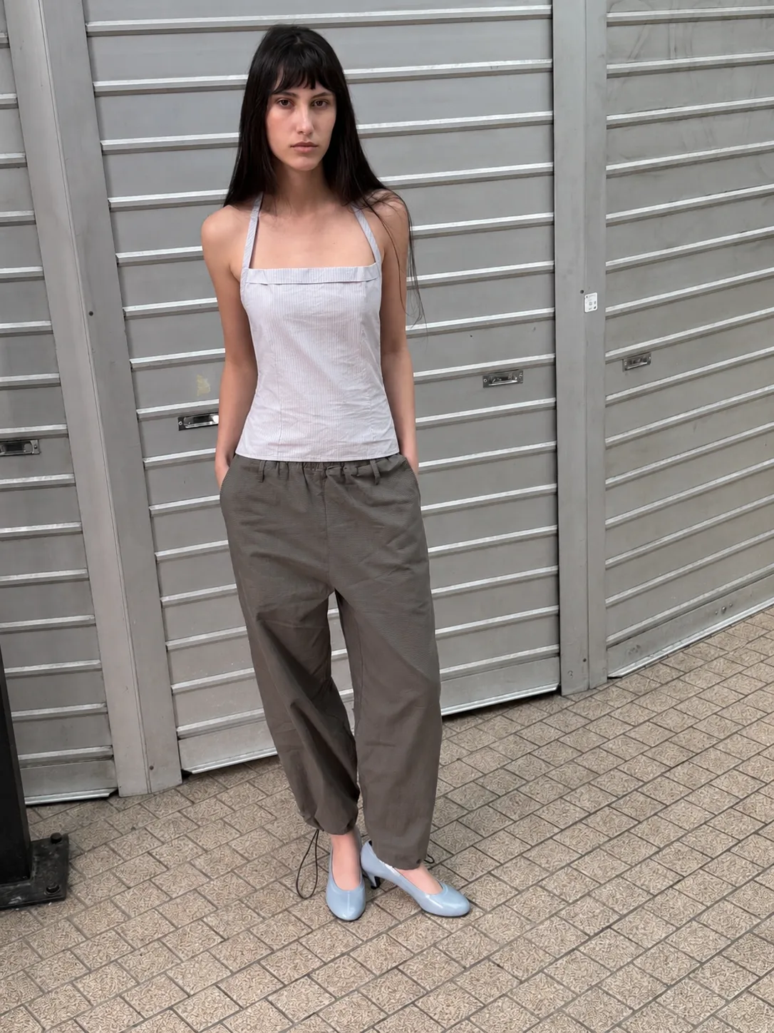 Hem Toggle Pant - Moss Stripe sold by Deiji Studios product image thumbnail 2