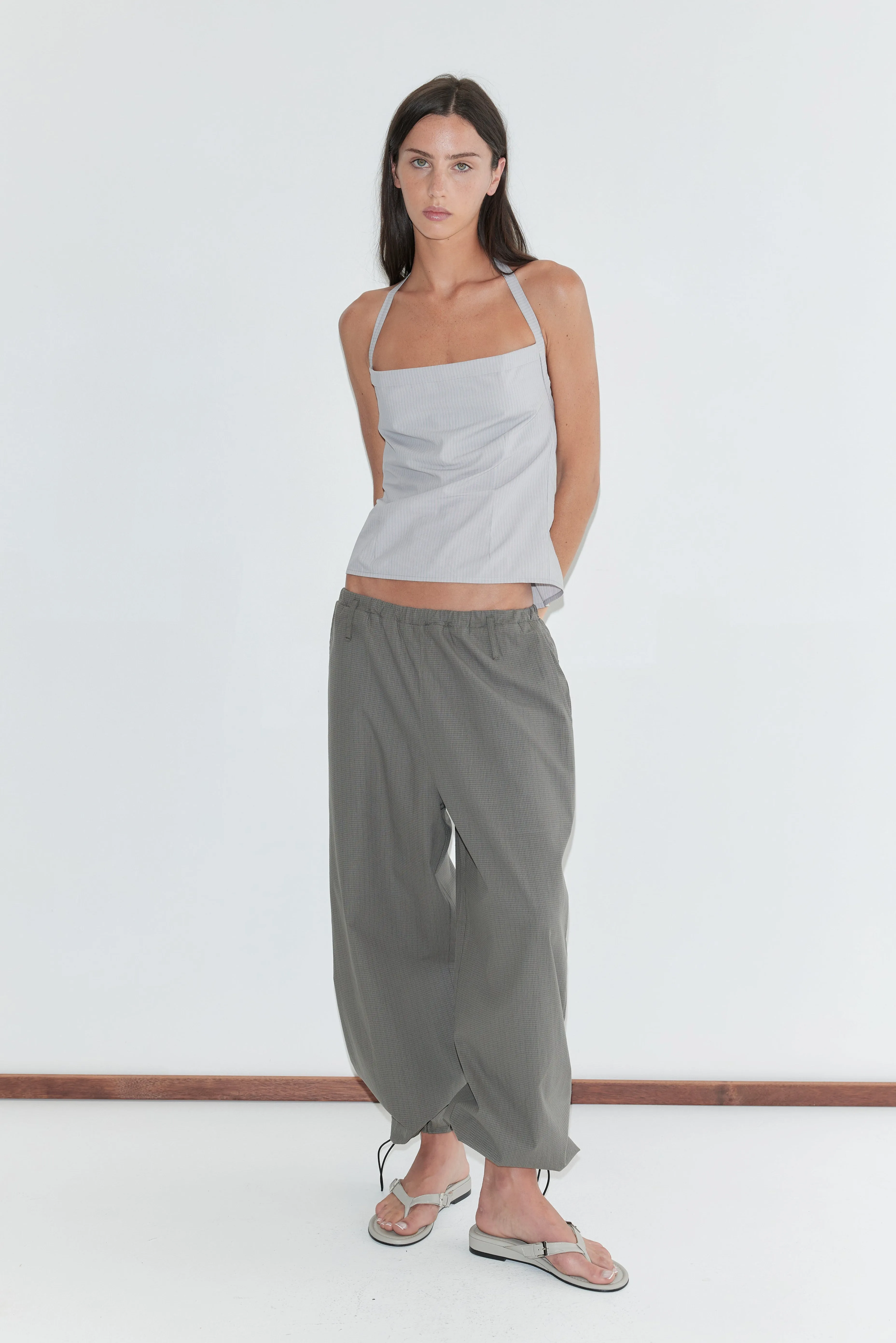 Hem Toggle Pant - Moss Stripe sold by Deiji Studios