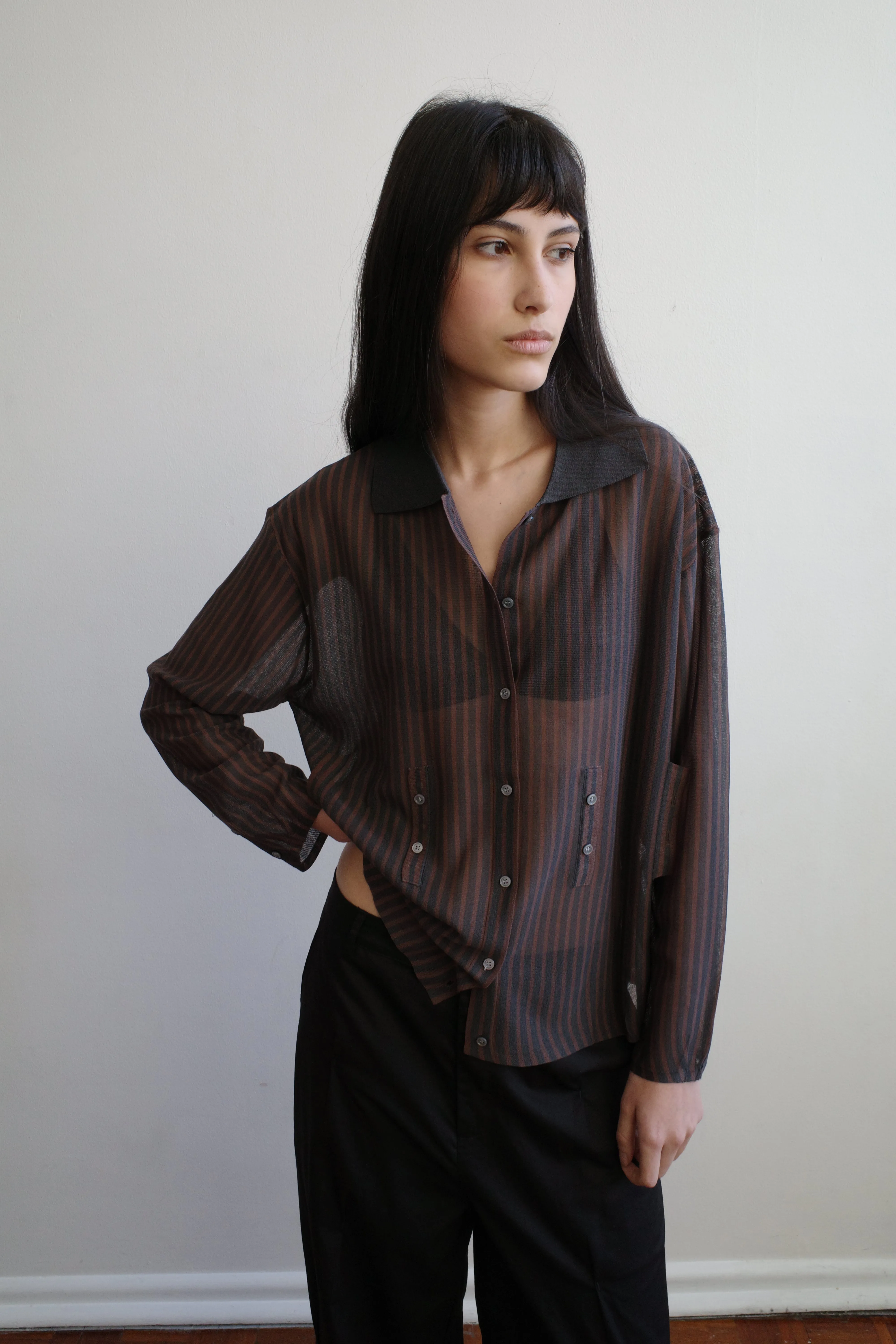 Knit Shirt - Brown Grey Stripe sold by Deiji Studios product image thumbnail 3