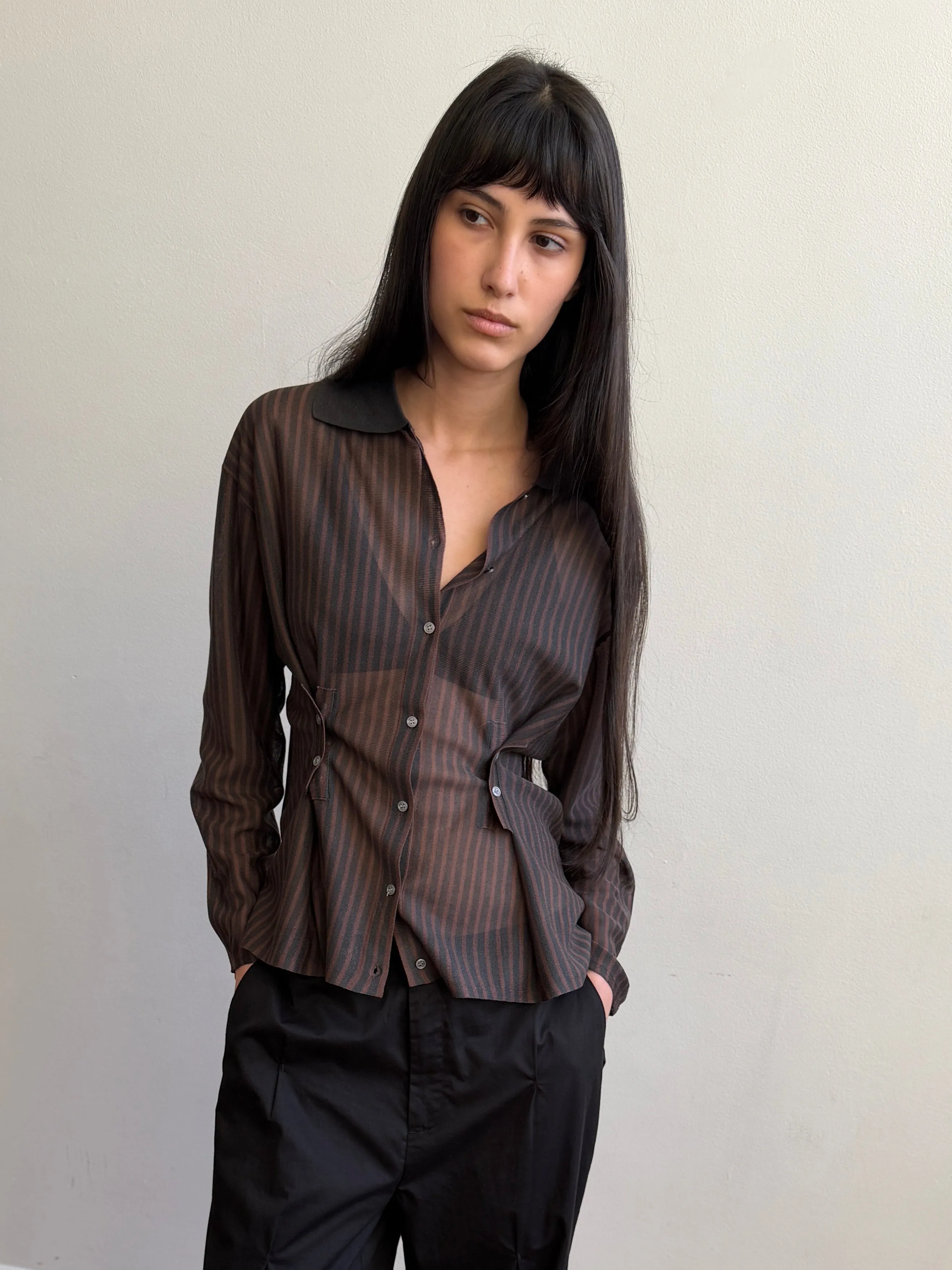 Knit Shirt - Brown Grey Stripe sold by Deiji Studios product image thumbnail 2