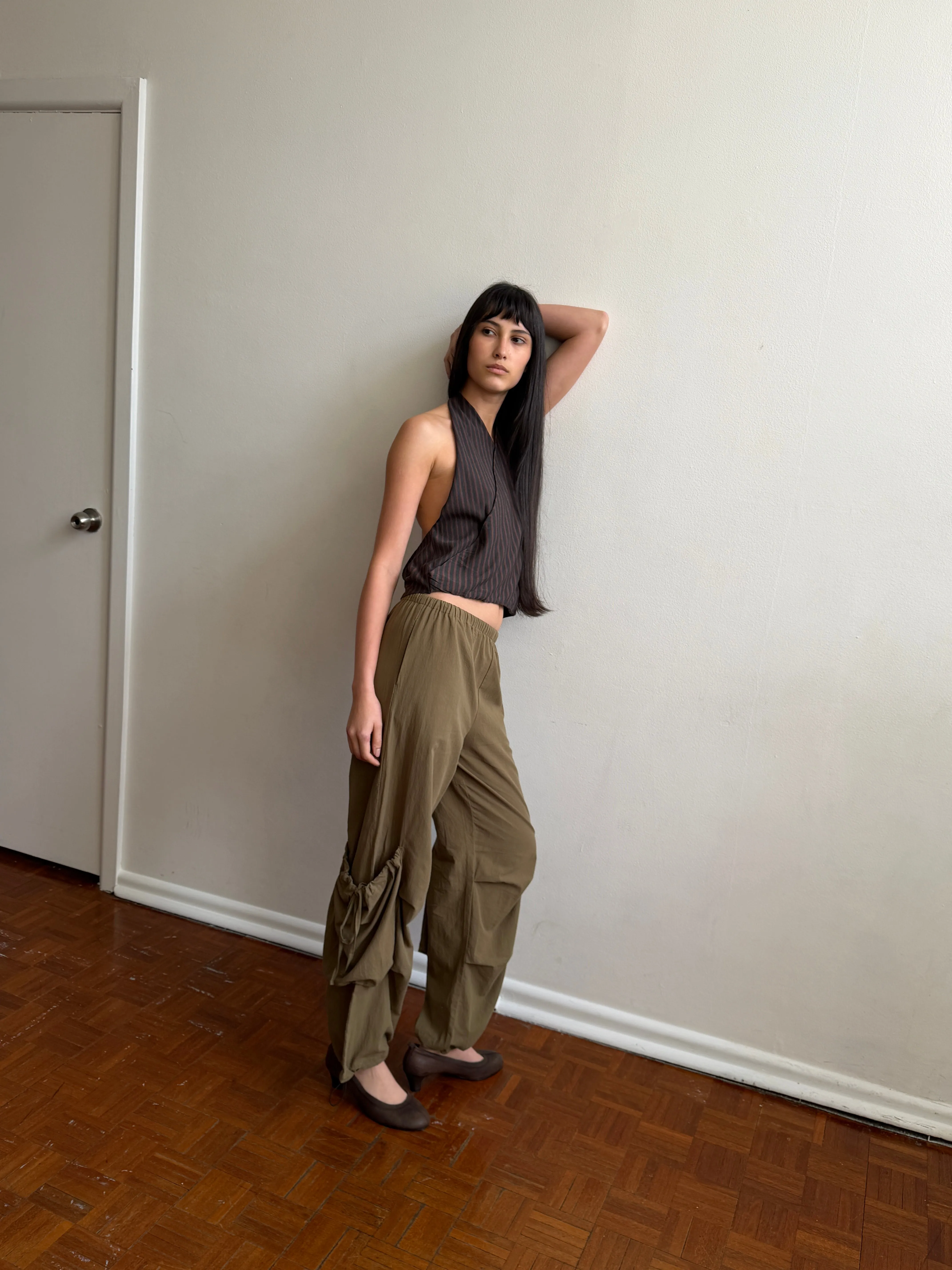 Wrap Halter Top - Brown Grey Stripe sold by Deiji Studios product image thumbnail 3