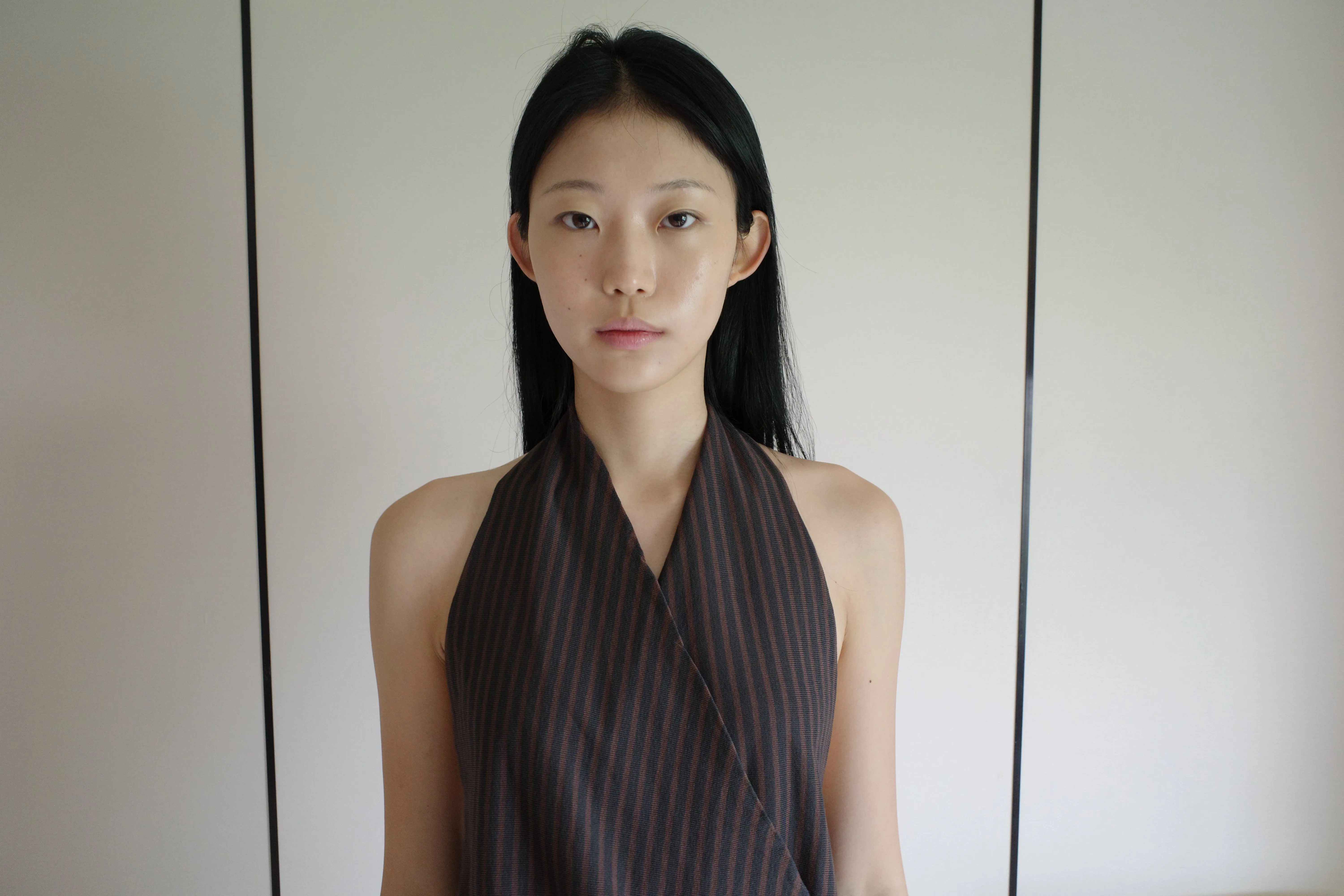 Wrap Halter Top - Brown Grey Stripe sold by Deiji Studios product image thumbnail 5