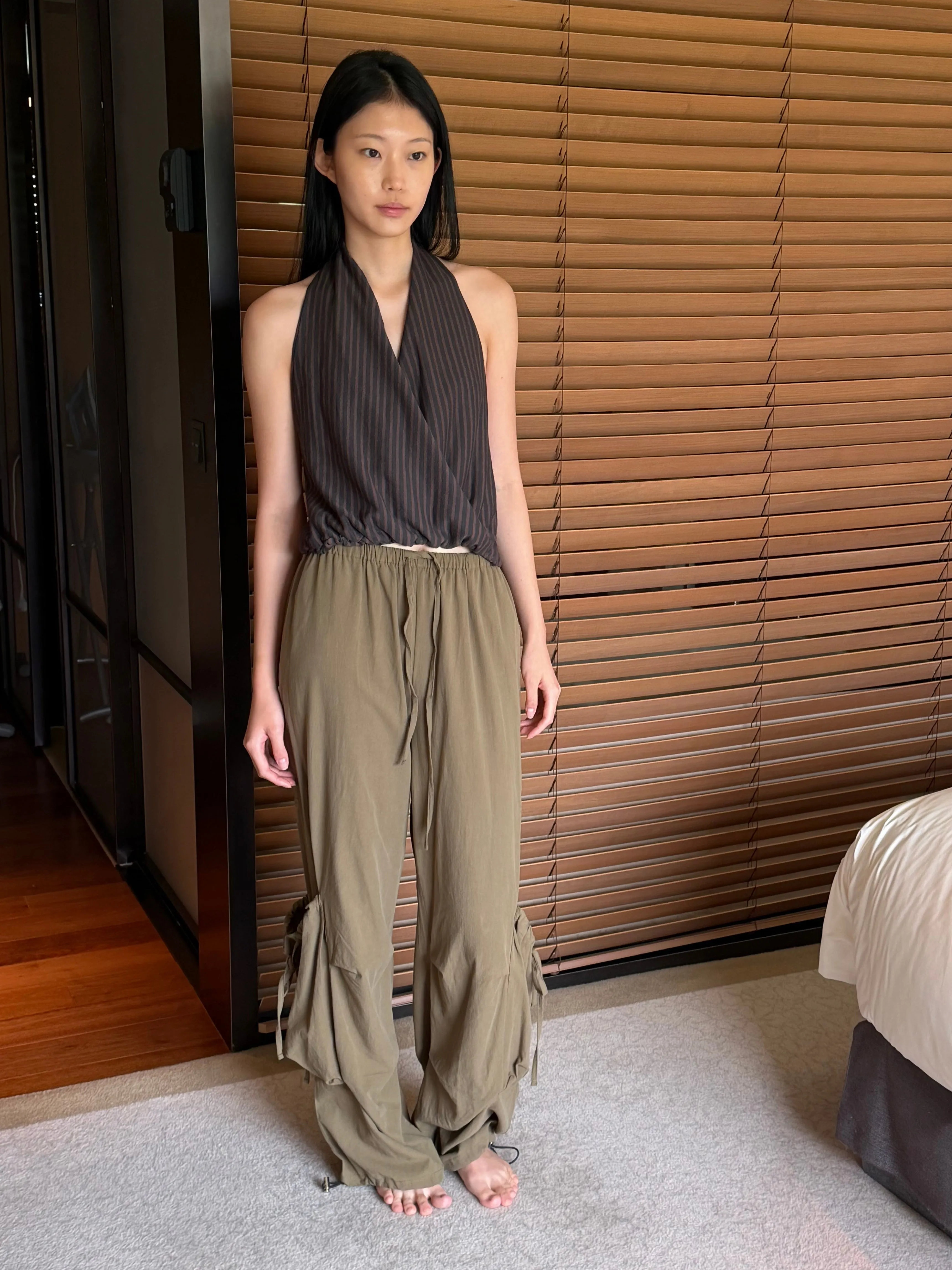 Wrap Halter Top - Brown Grey Stripe sold by Deiji Studios product image thumbnail 2