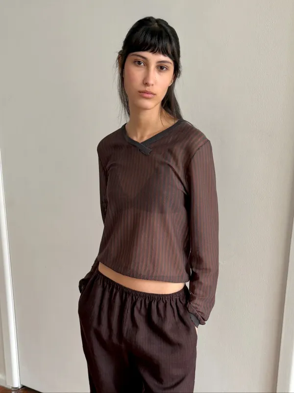 Stripe Longsleeve - Brown Grey Stripe made by Deiji Studios