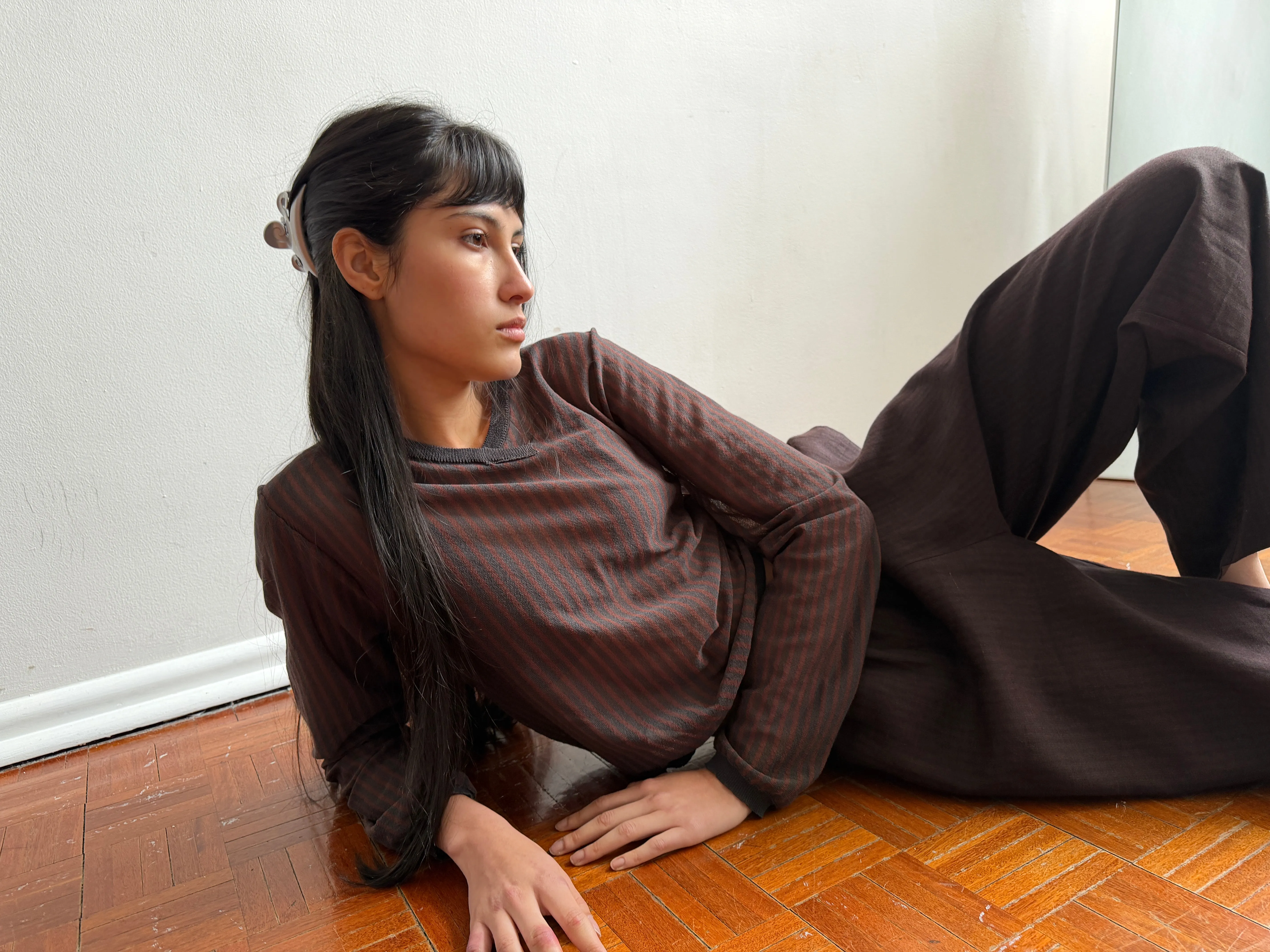 Stripe Longsleeve - Brown Grey Stripe sold by Deiji Studios product image thumbnail 2