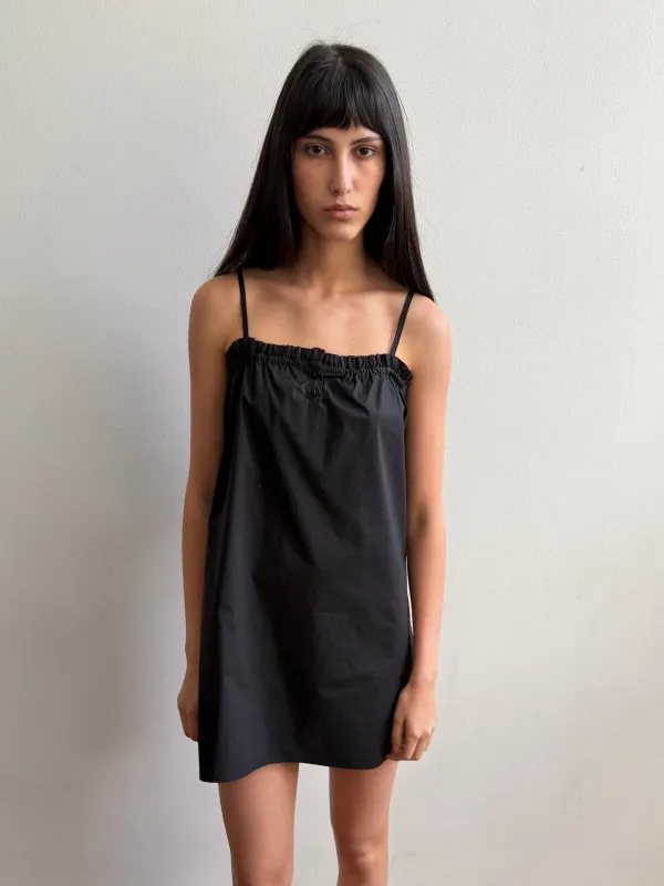 Frill Placket Dress - Black made by Deiji Studios