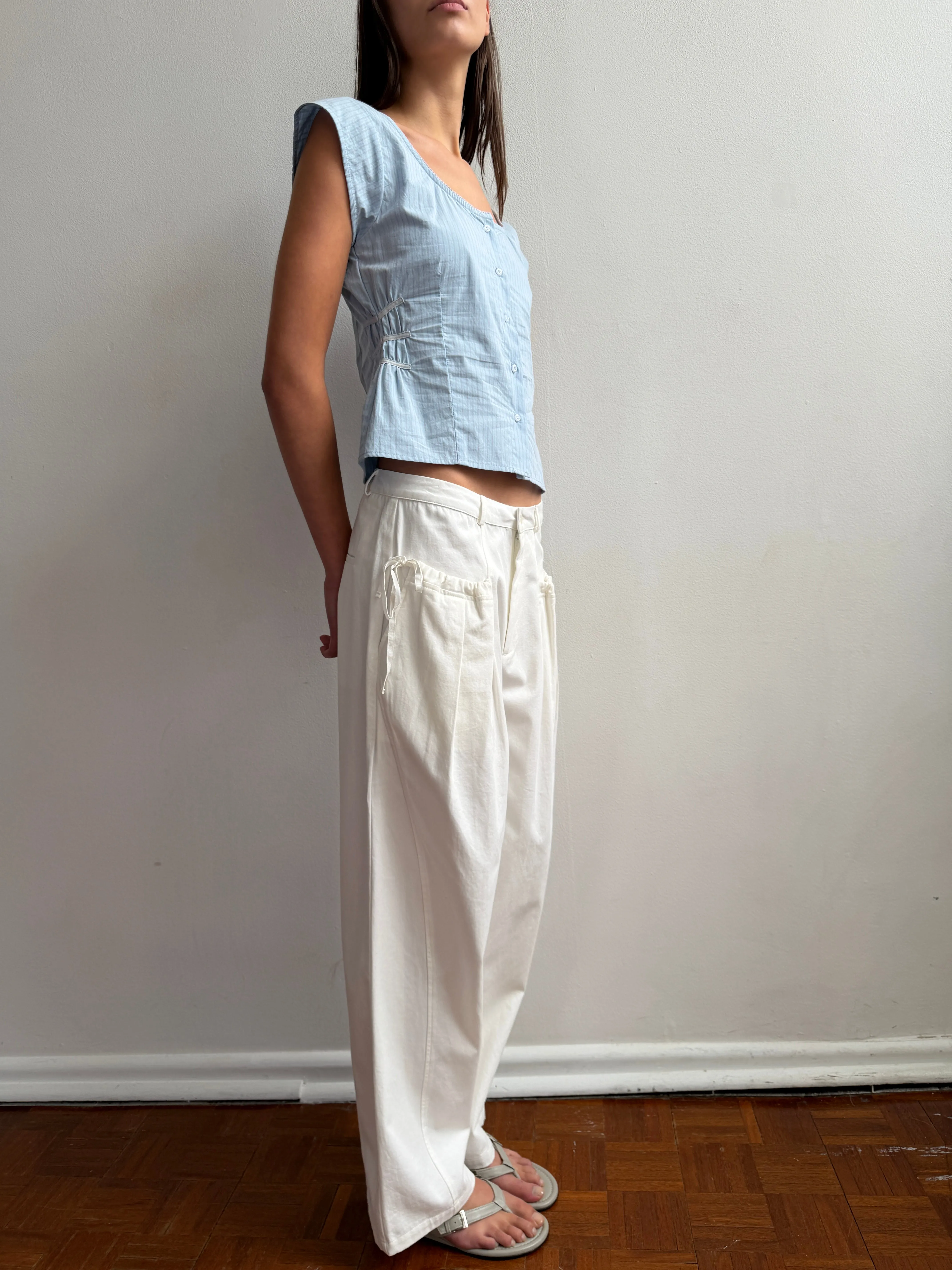 Cinched Pocket Pant - White sold by Deiji Studios product image thumbnail 2