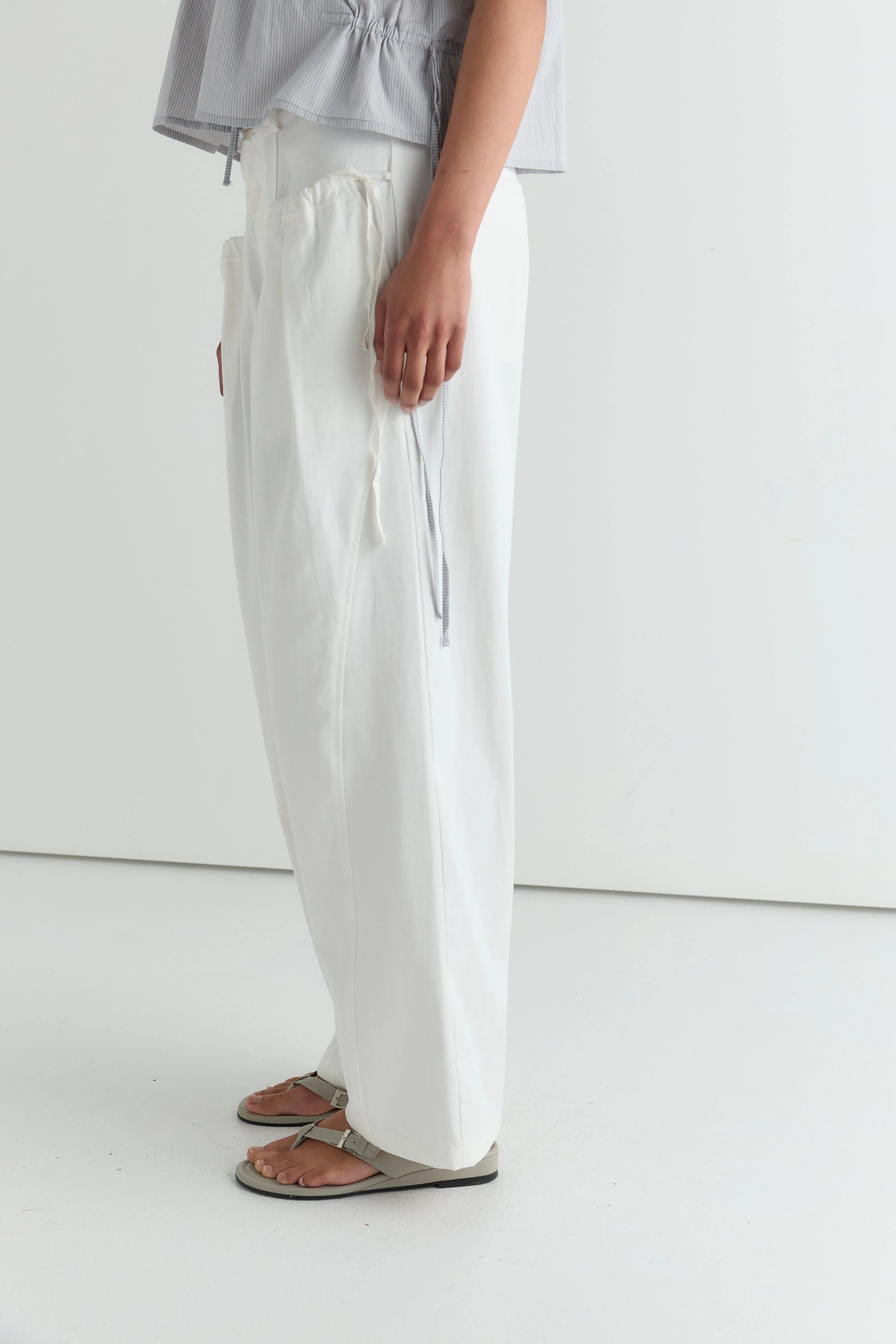 Cinched Pocket Pant - White sold by Deiji Studios product image thumbnail 3