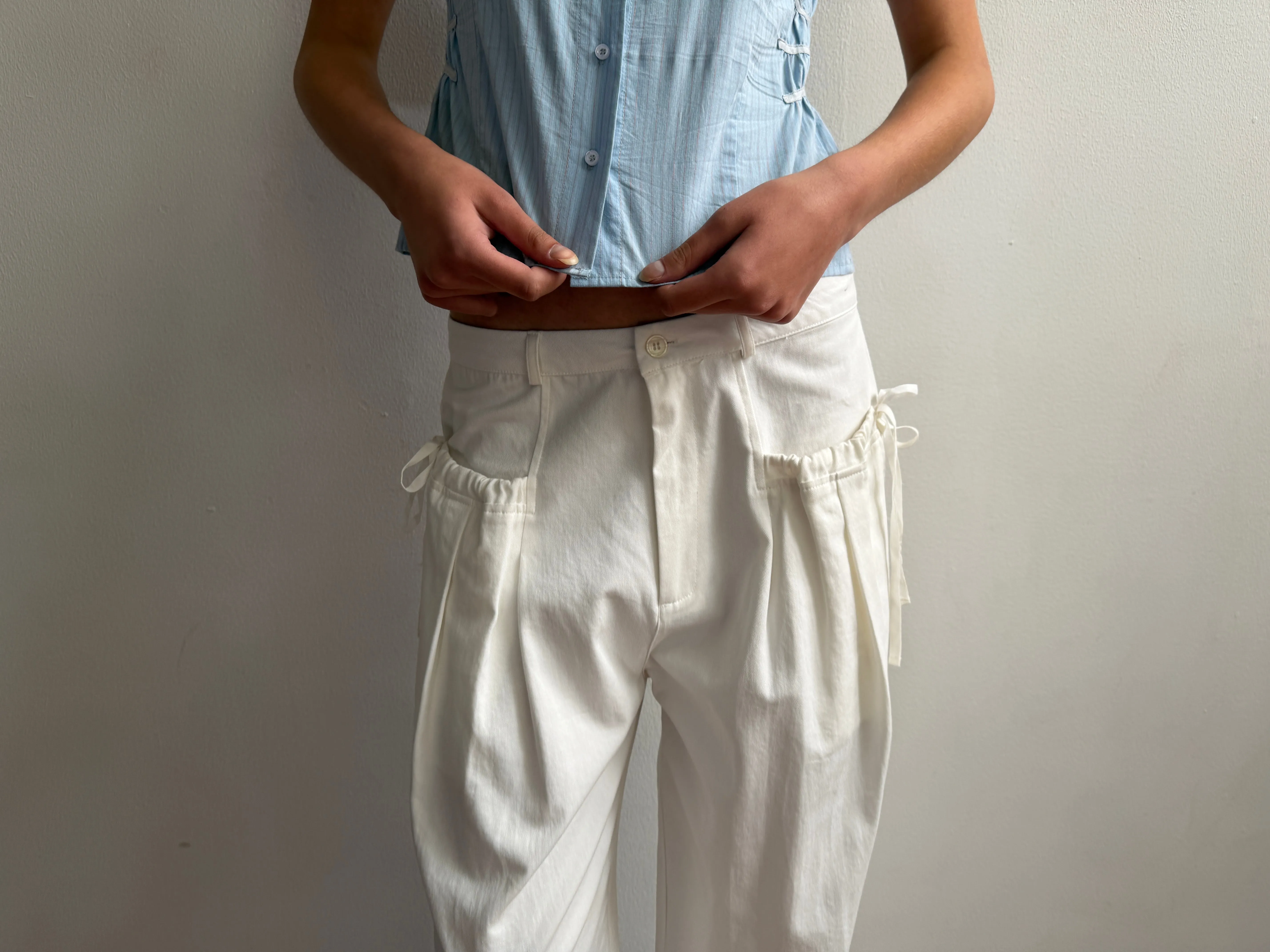 Cinched Pocket Pant - White sold by Deiji Studios product image thumbnail 4