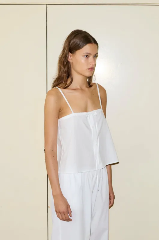 The Placket Strap Top - White sold by Deiji Studios
