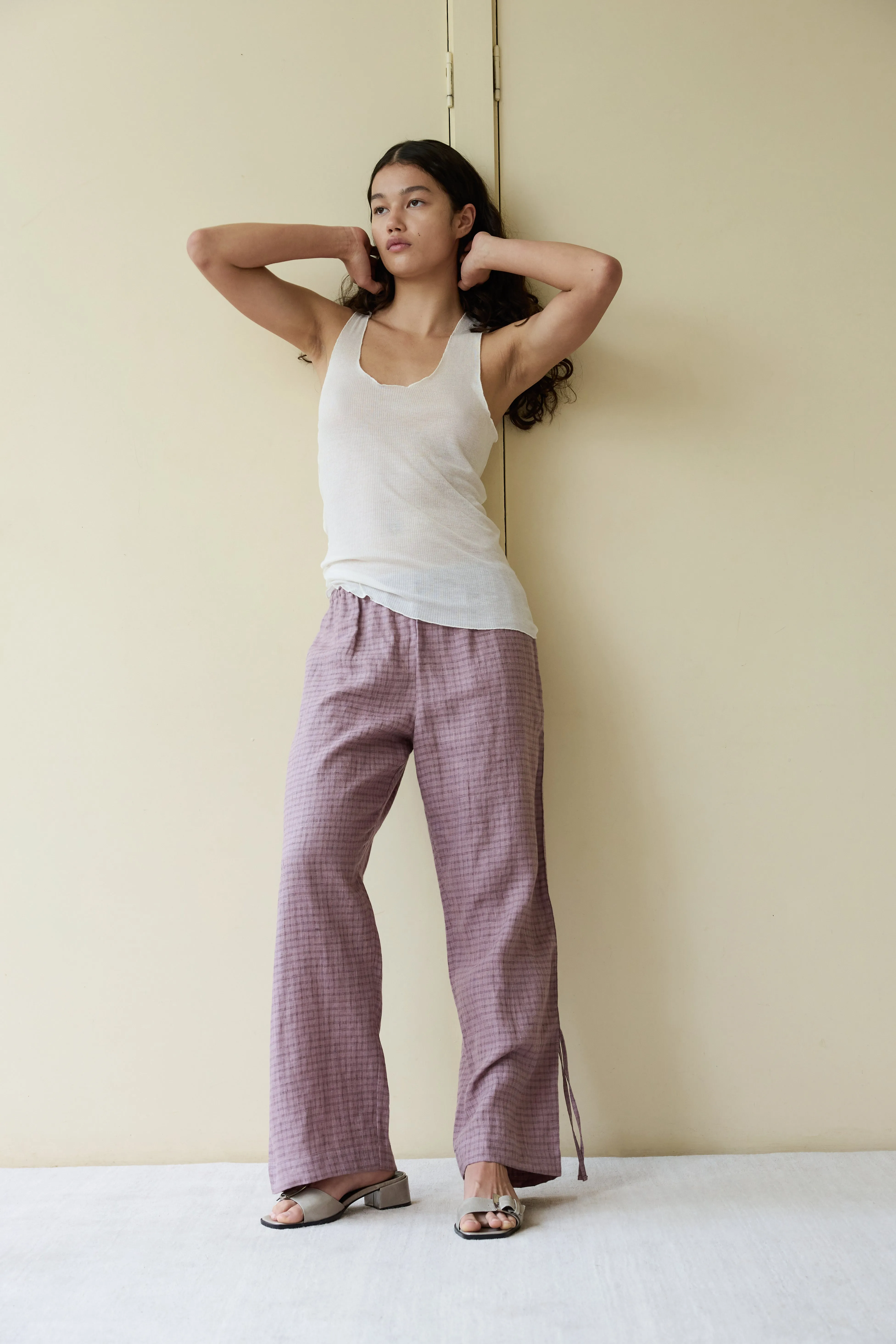 MEER. MAT SATIN RELAX PANTS ホワイト MAT SATIN RELAX PANTS /WHT B343 - MEER.
