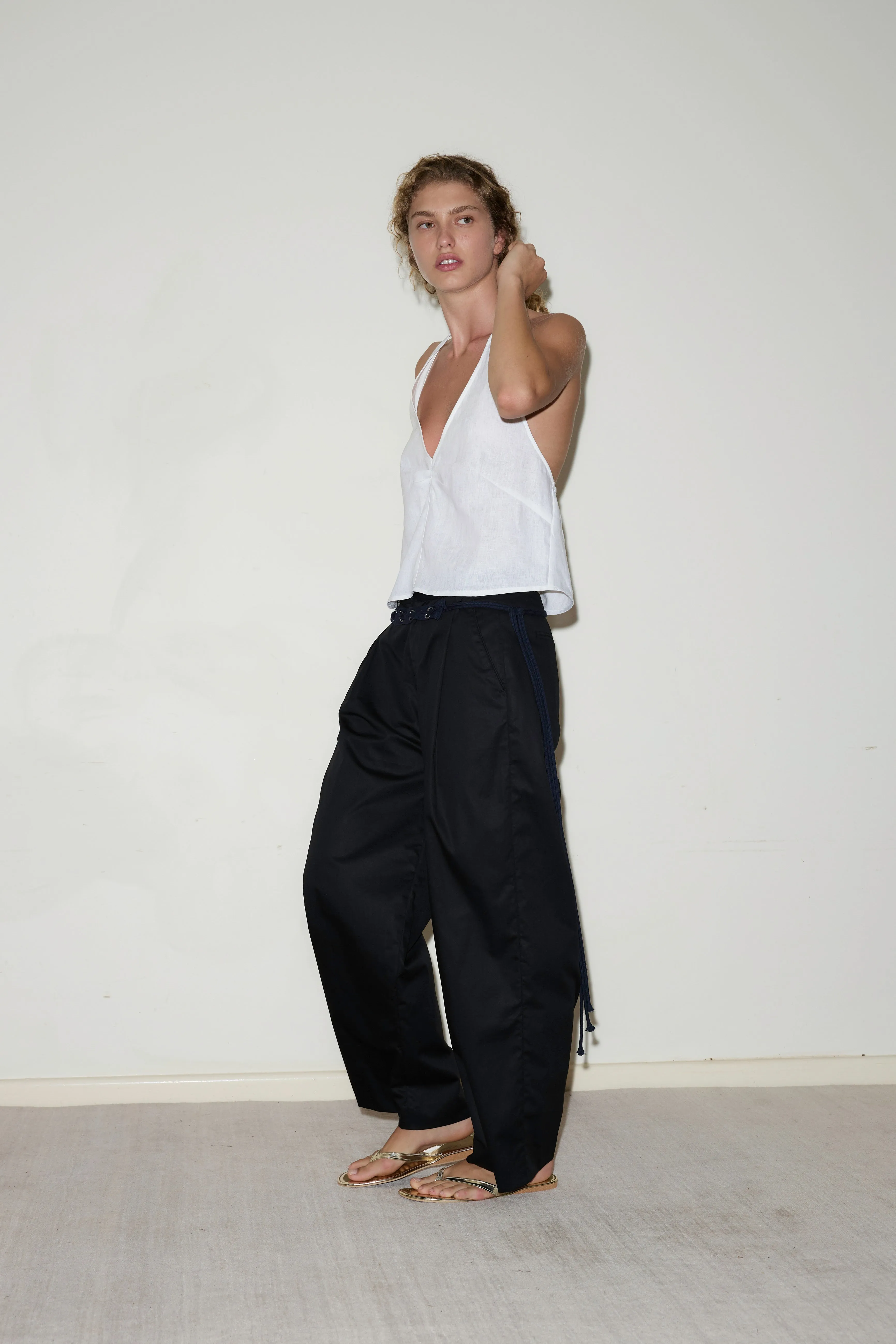 Linen Pinched Halter Top - White sold by Deiji Studios product image thumbnail 2