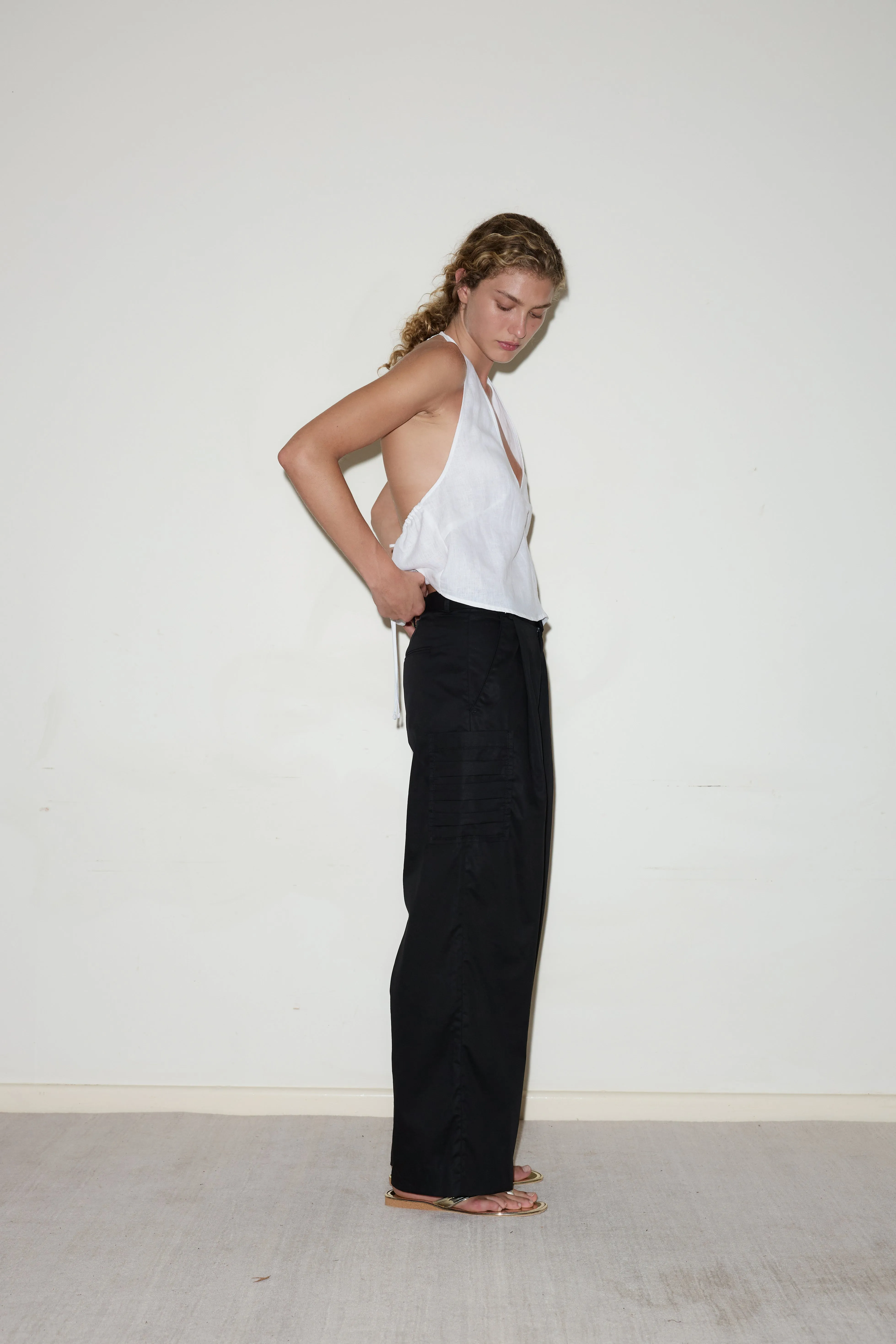 Linen Pinched Halter Top - White sold by Deiji Studios product image thumbnail 5