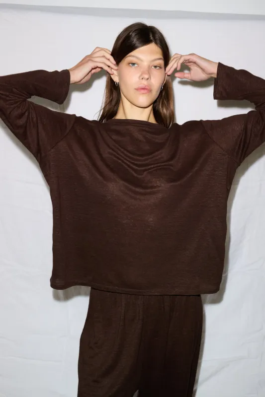 soft long sleeve top - chocolate made by Deiji Studios