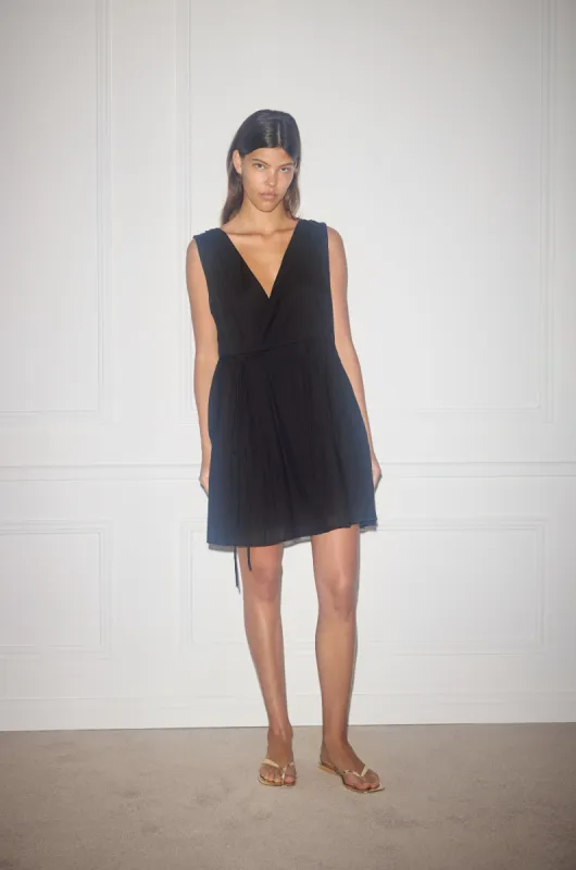 Wrap Tie Dress - Black sold by Deiji Studios