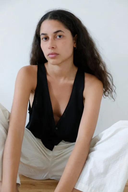 Button Up Knit Tank - Black sold by Deiji Studios