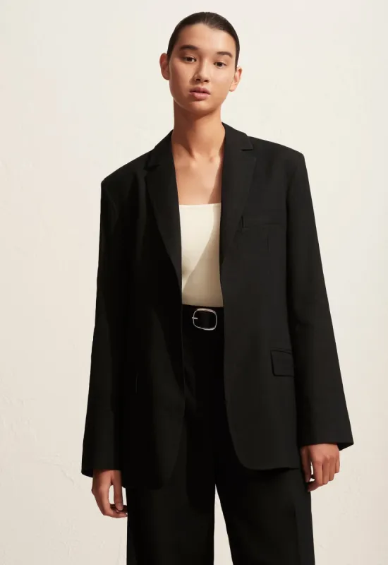 The Relaxed Linen Blazer - Black sold by Matteau