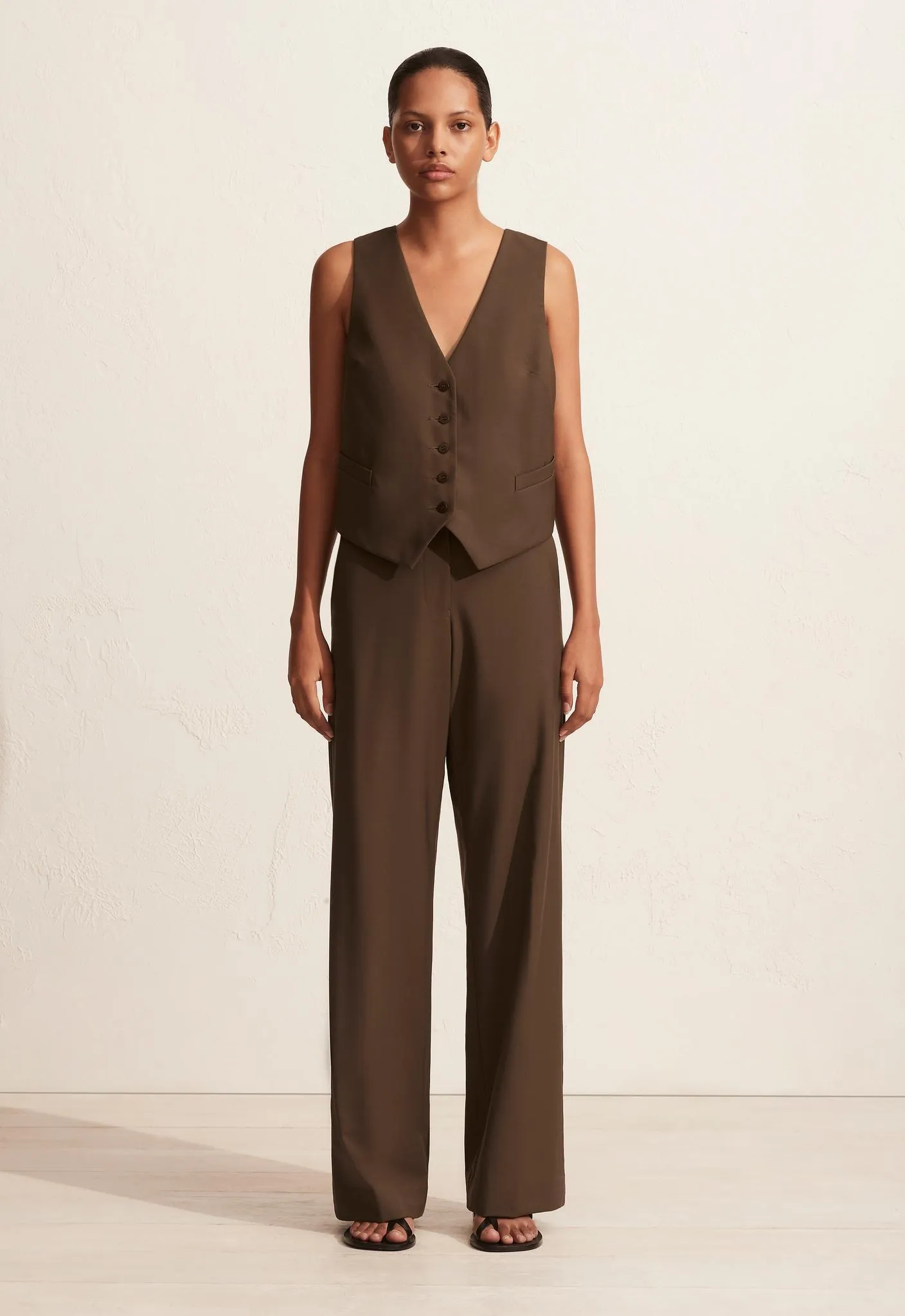 Tailored Waistcoat - Coffee sold by Matteau product image thumbnail 2