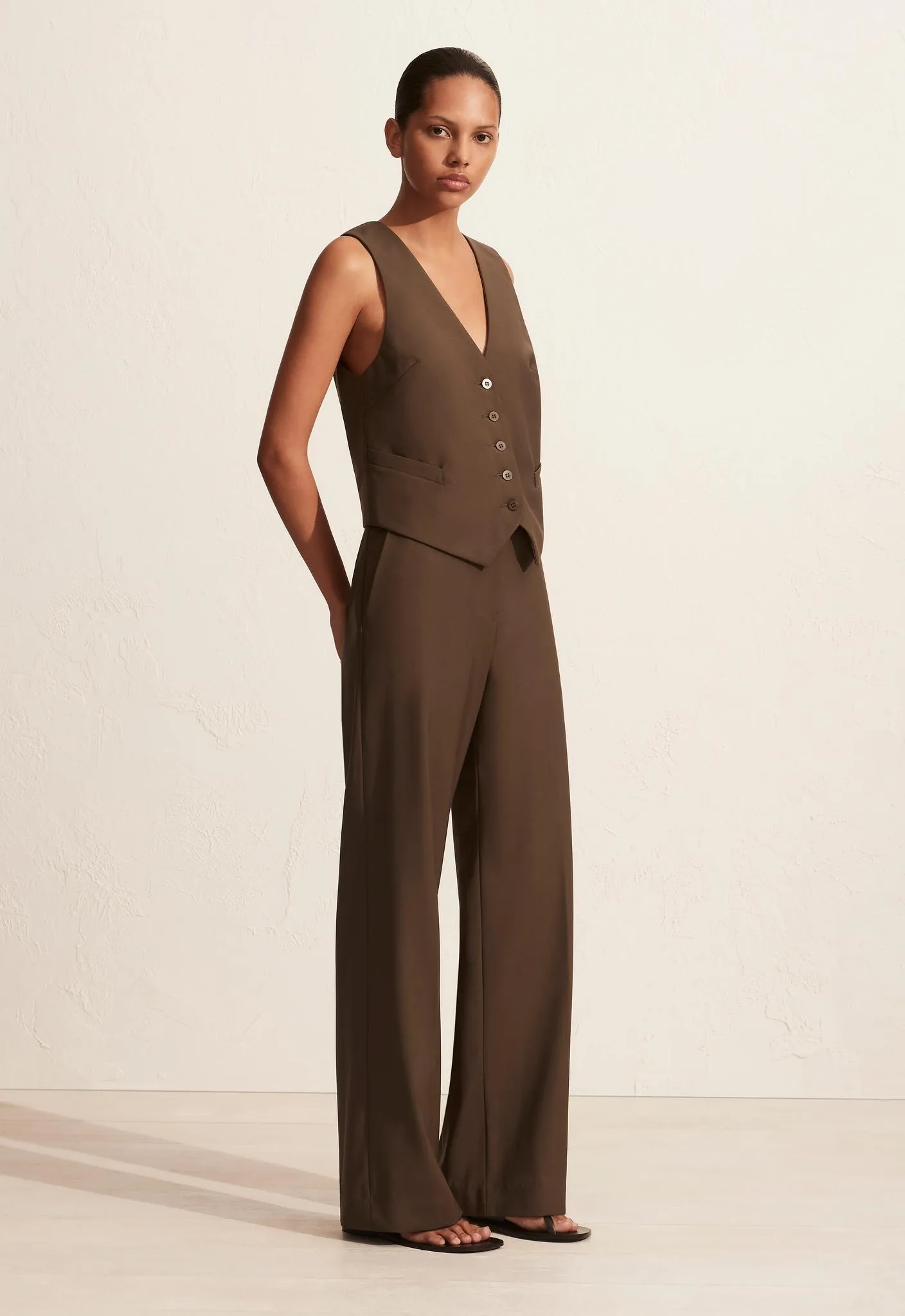 Tailored Waistcoat - Coffee sold by Matteau product image thumbnail 3