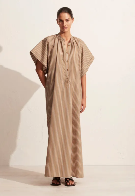 The Button Front Djellaba - Sand Stripe sold by Matteau