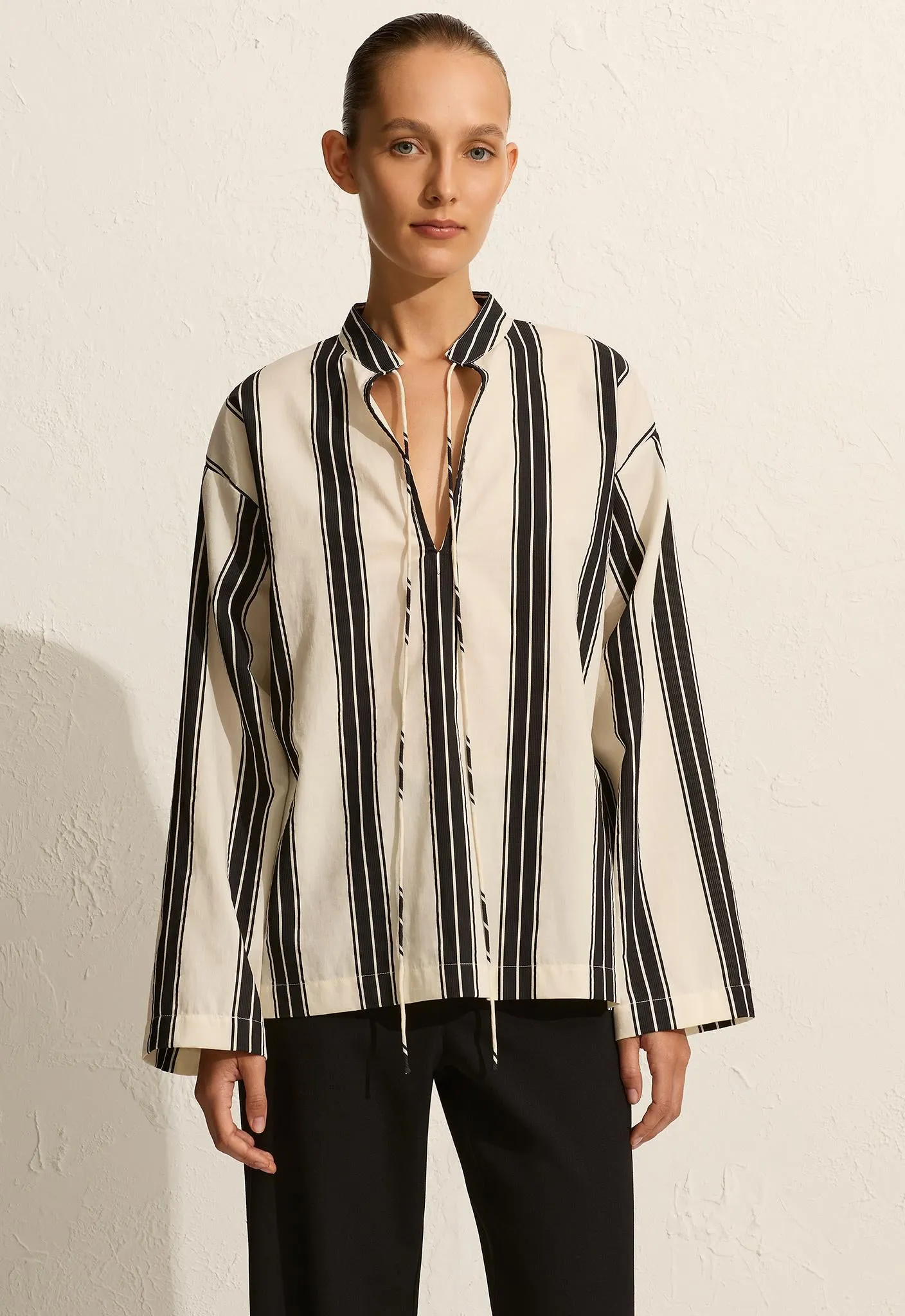 Relaxed Stripe Tunic - Nero Stripe sold by Matteau