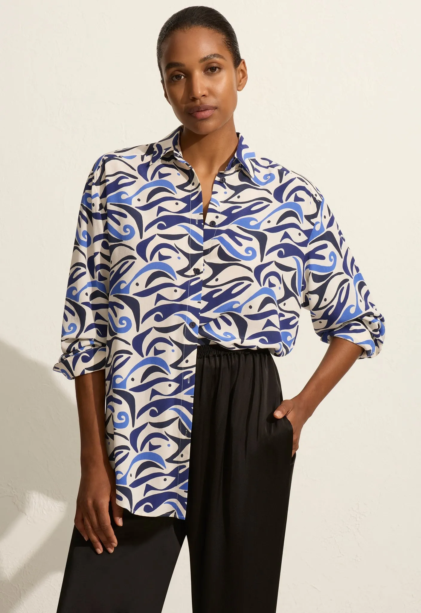 Long Sleeve Silk Shirt - Pescado (Riviera) sold by Matteau