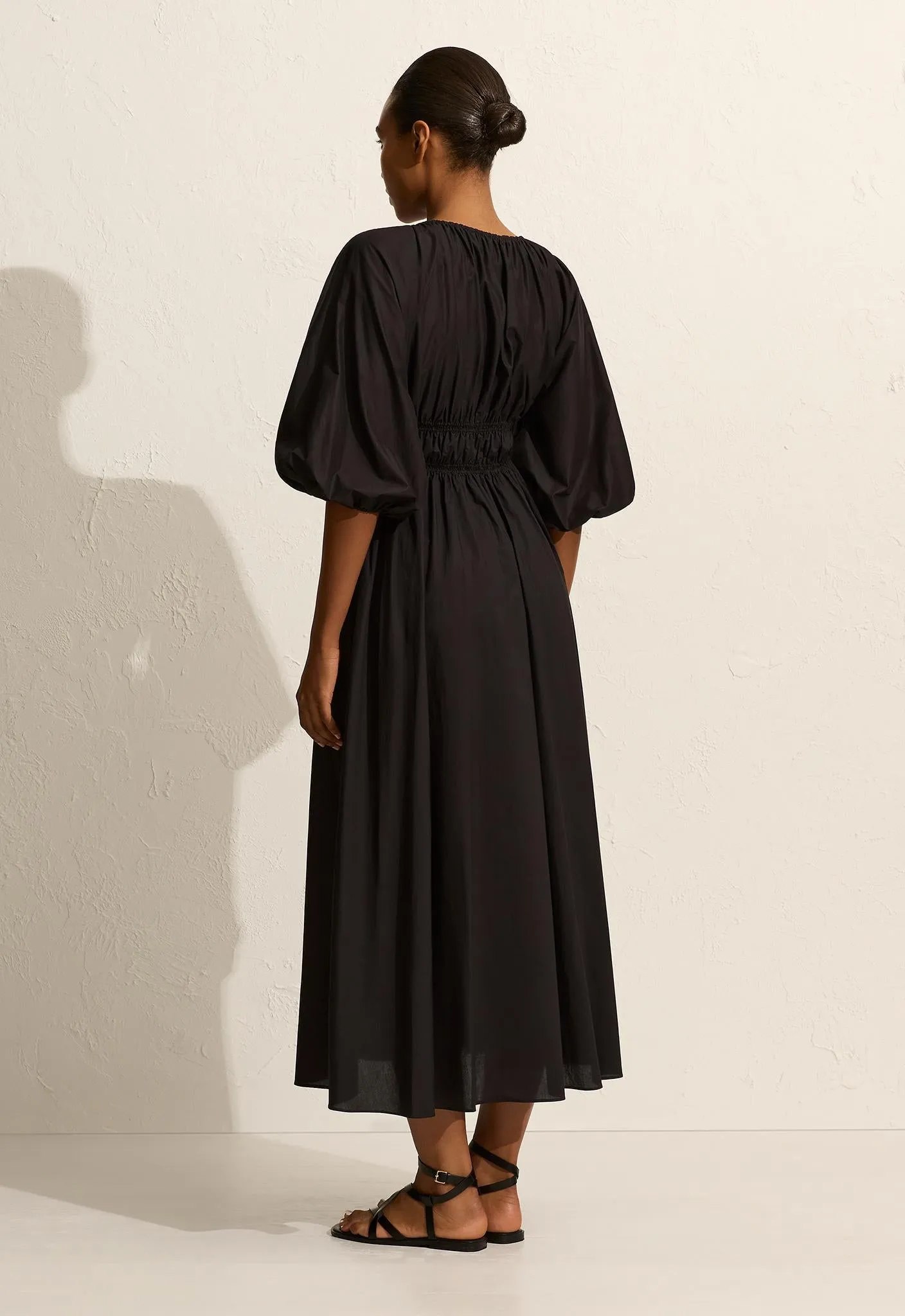 Shirred Plunge Button Dress - Black sold by Matteau product image thumbnail 4