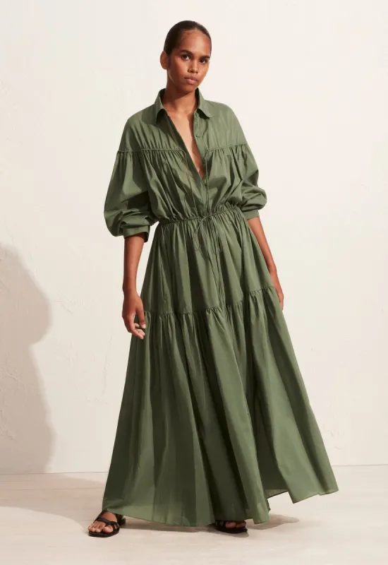 The Tiered Drawcord Dress - Fern sold by Matteau