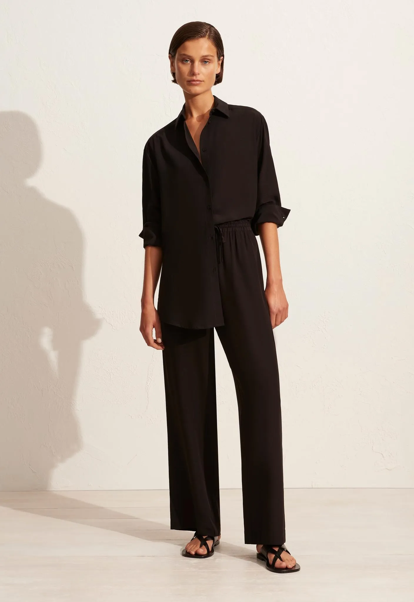Long Sleeve Silk Shirt - Black sold by Matteau