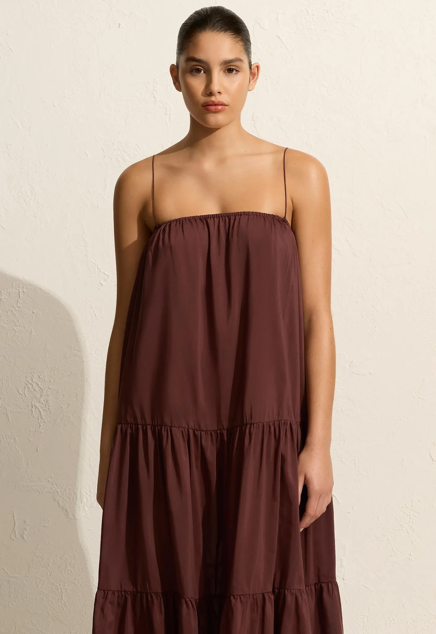 Voluminous Tiered Sundress - Burgundy sold by Matteau product image thumbnail 3