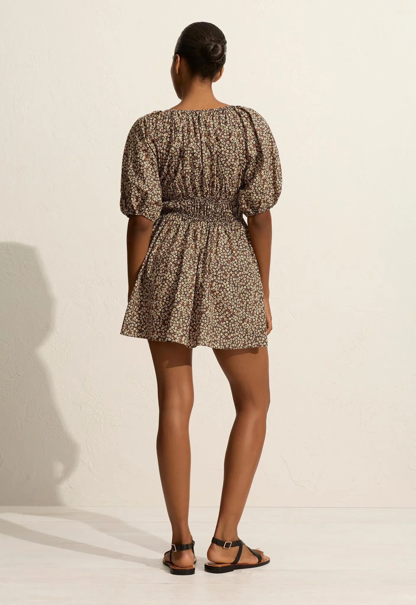 Shirred Plunge Mini Dress - Chamomile sold by Matteau product image thumbnail 4