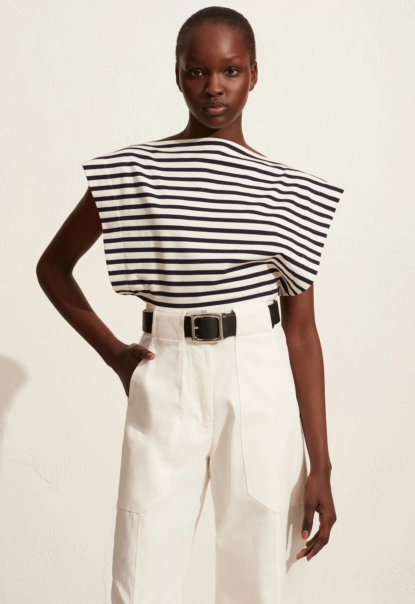 Boat Neck Tee - Navy/White sold by Matteau product image thumbnail 2