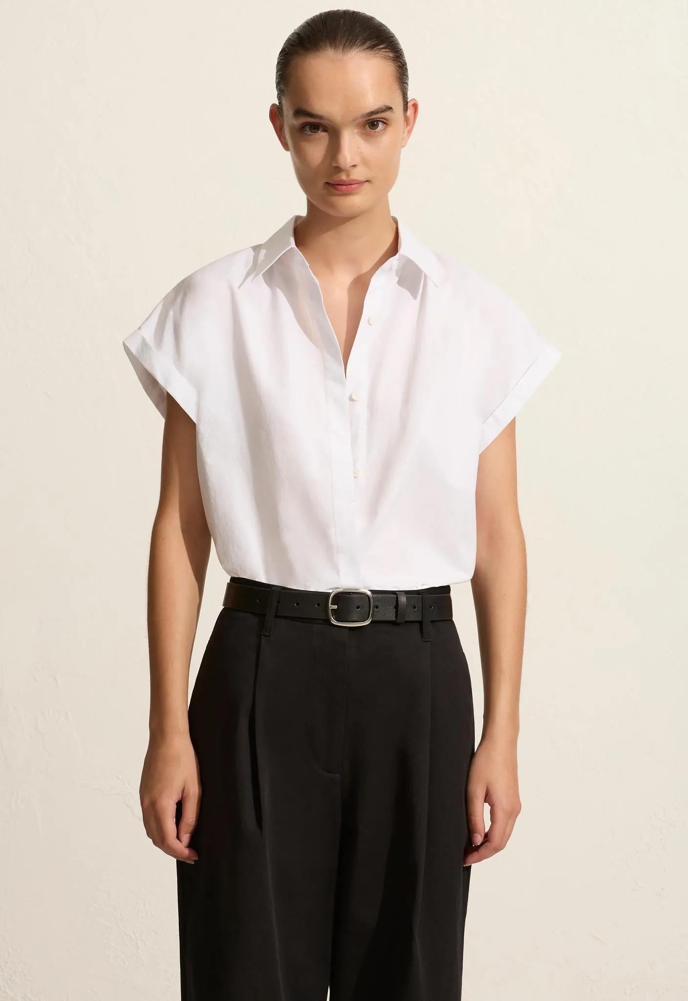 Relaxed Sleeveless Shirt - White sold by Matteau