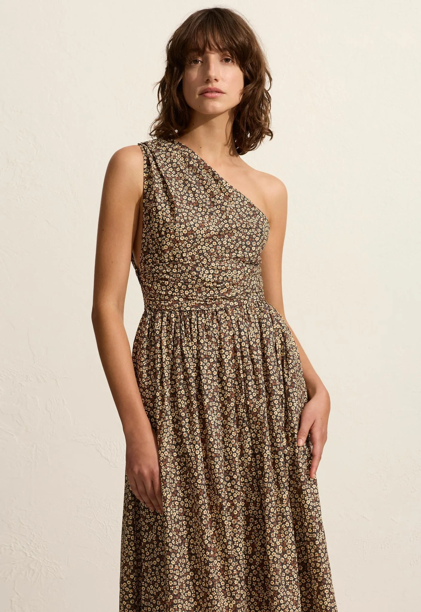 Gathered One Shoulder Dress - Chamomile | Parallel