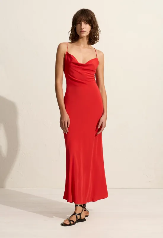 Cowl Slip Dress - Rosso sold by Matteau