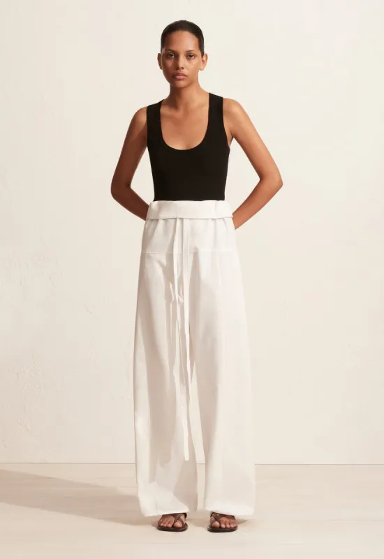 Fisherman Drawcord Pant - White sold by Matteau