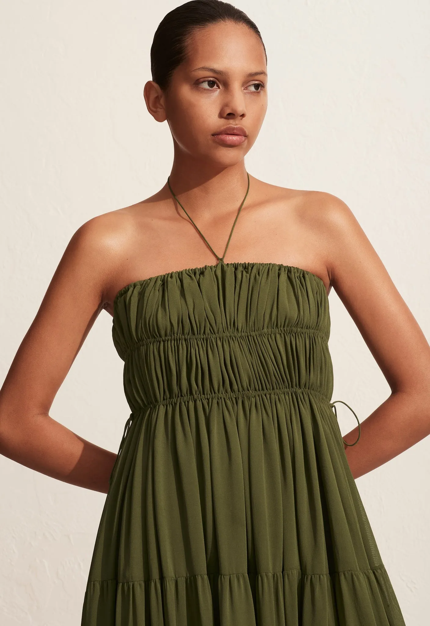 The Shirred Halter Dress - Cypress sold by Matteau product image thumbnail 2