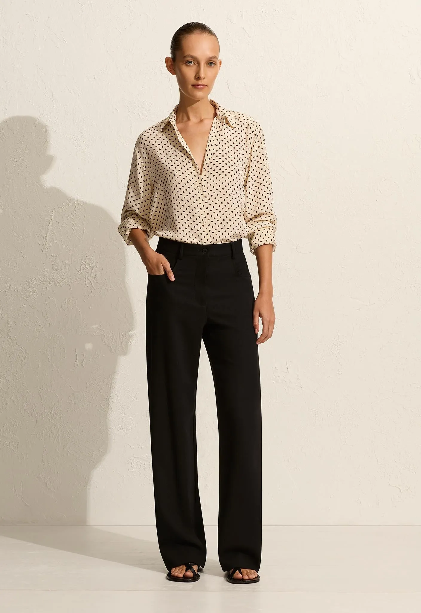 Long Sleeve Silk Shirt - Burgundy Polka Dot sold by Matteau product image thumbnail 2