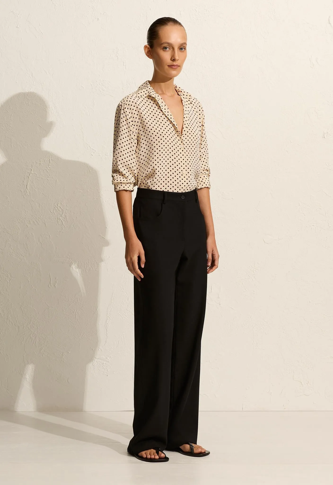 Long Sleeve Silk Shirt - Burgundy Polka Dot sold by Matteau product image thumbnail 3